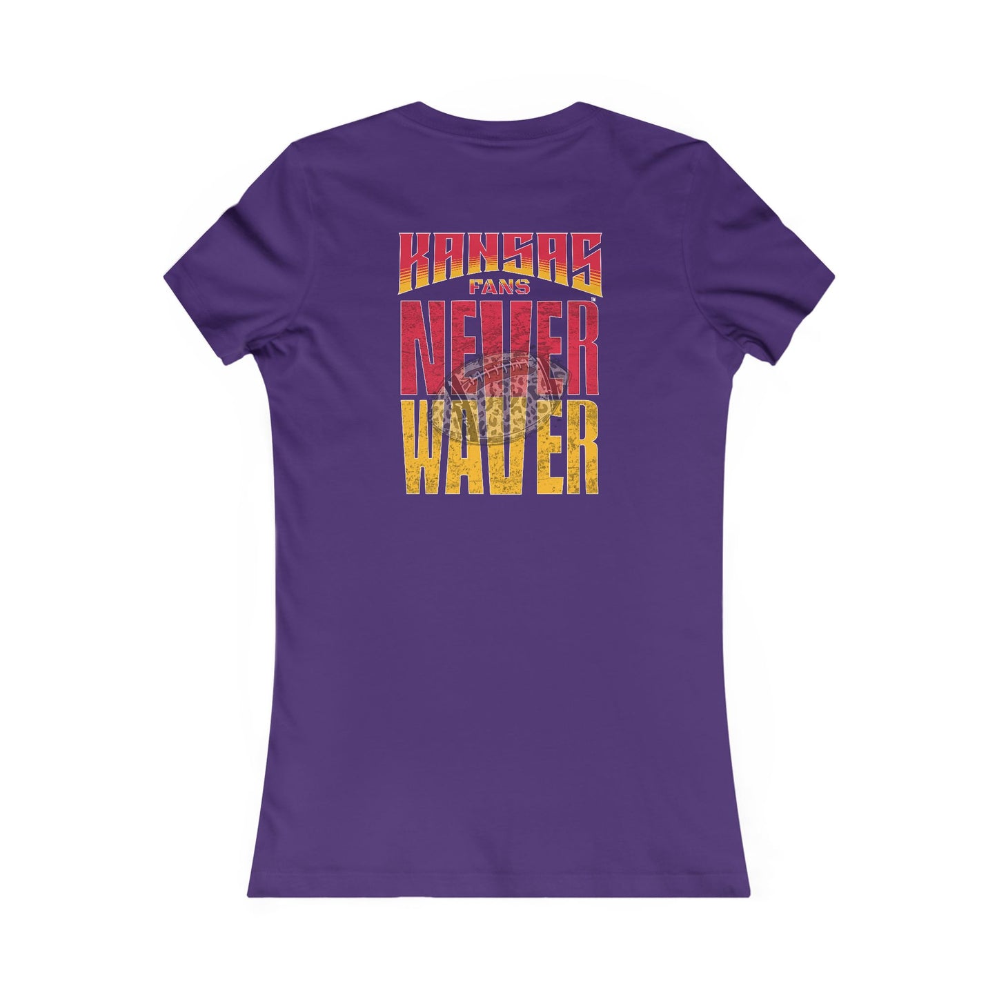 Kansas Fans Never Waver W-Leopard Football Women's Favorite Tee - Never Waver