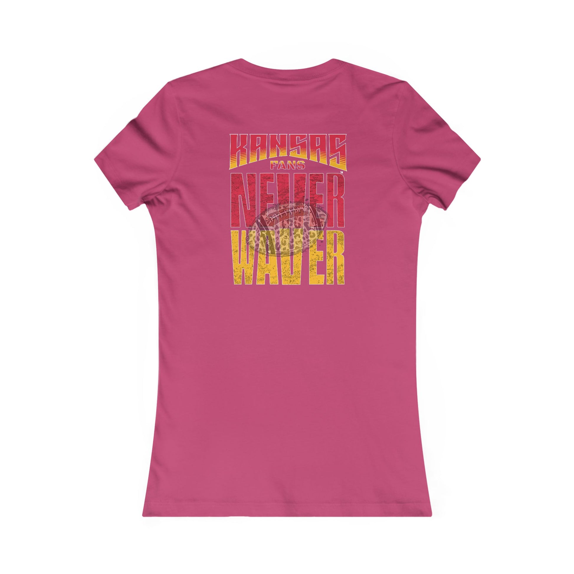 Kansas Fans Never Waver W-Leopard Football Women's Favorite Tee - Never Waver
