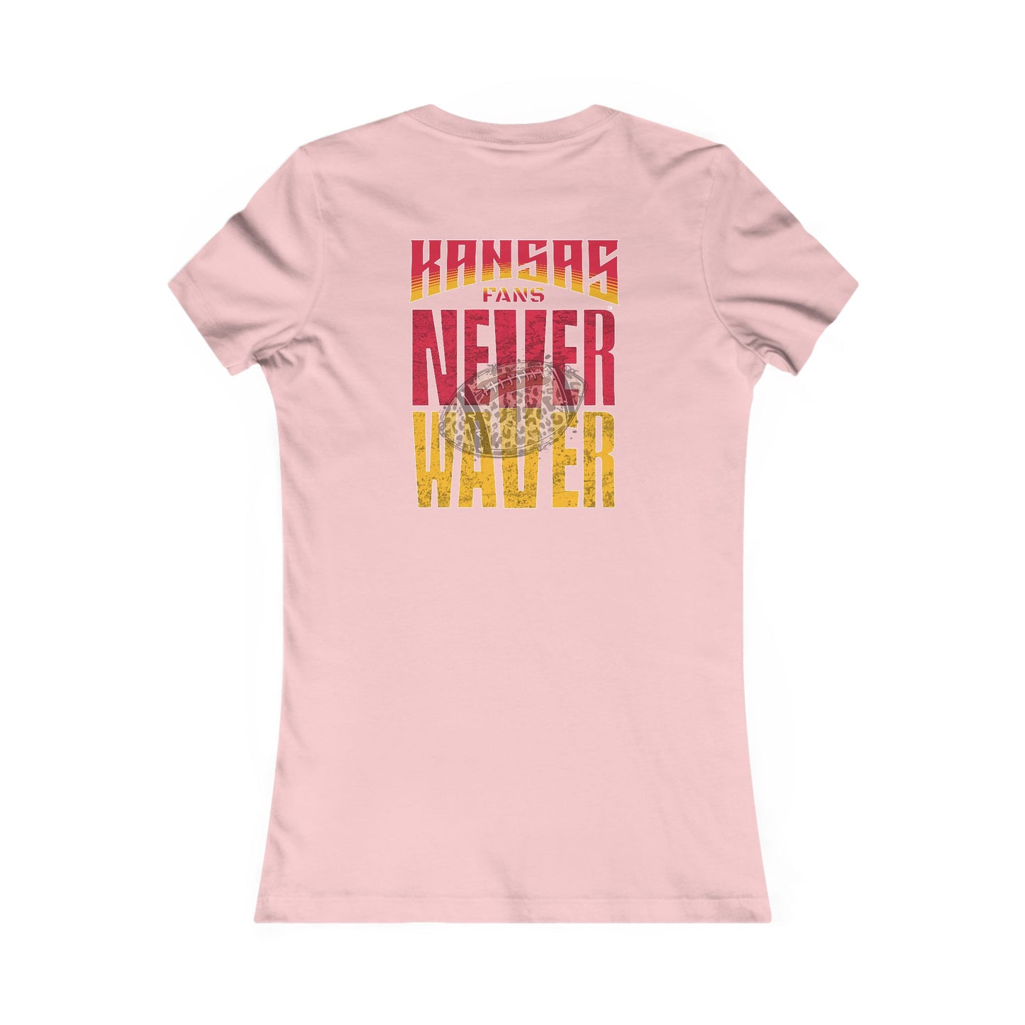 Kansas Fans Never Waver W-Leopard Football Women's Favorite Tee - Never Waver