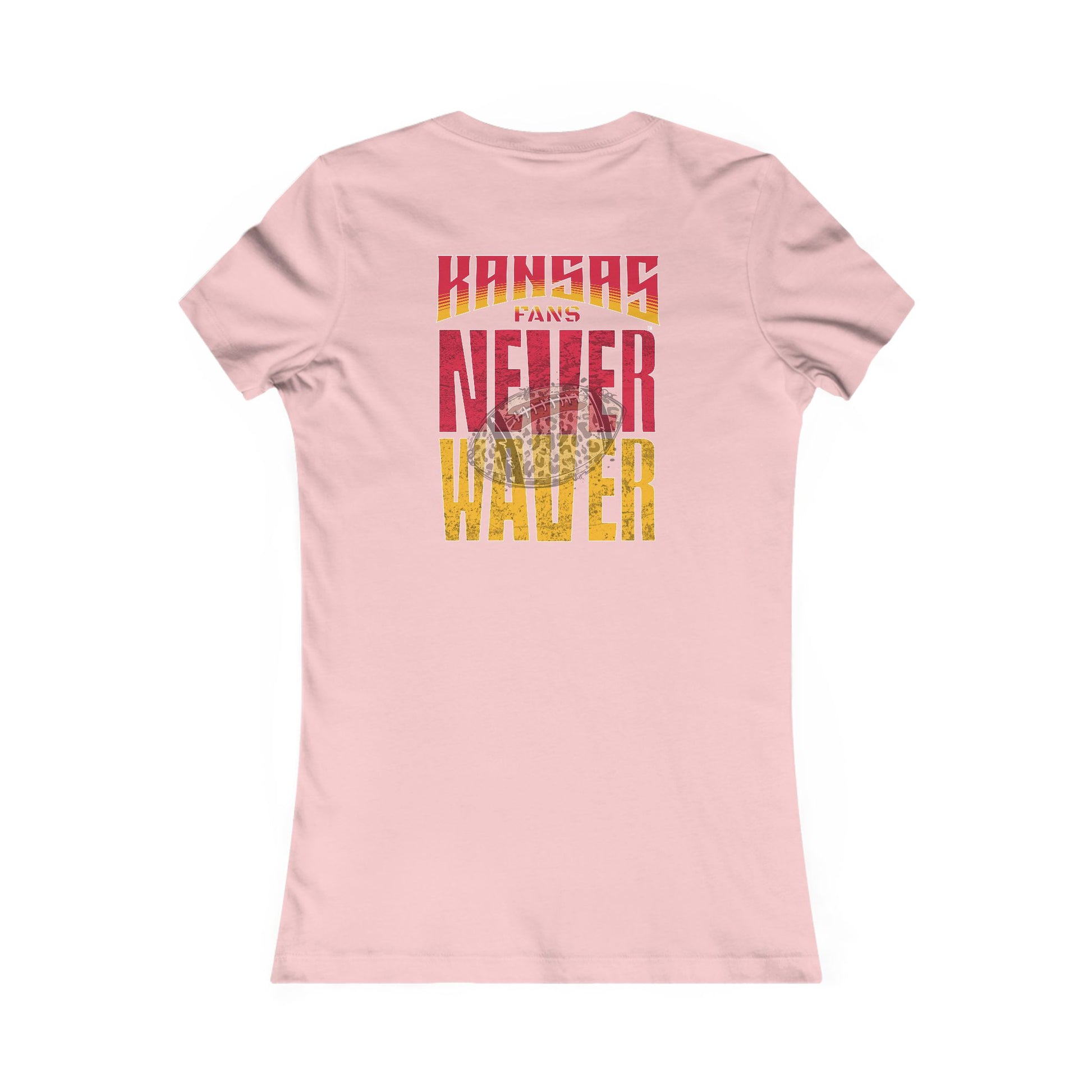 Kansas Fans Never Waver W-Leopard Football Women's Favorite Tee - Never Waver