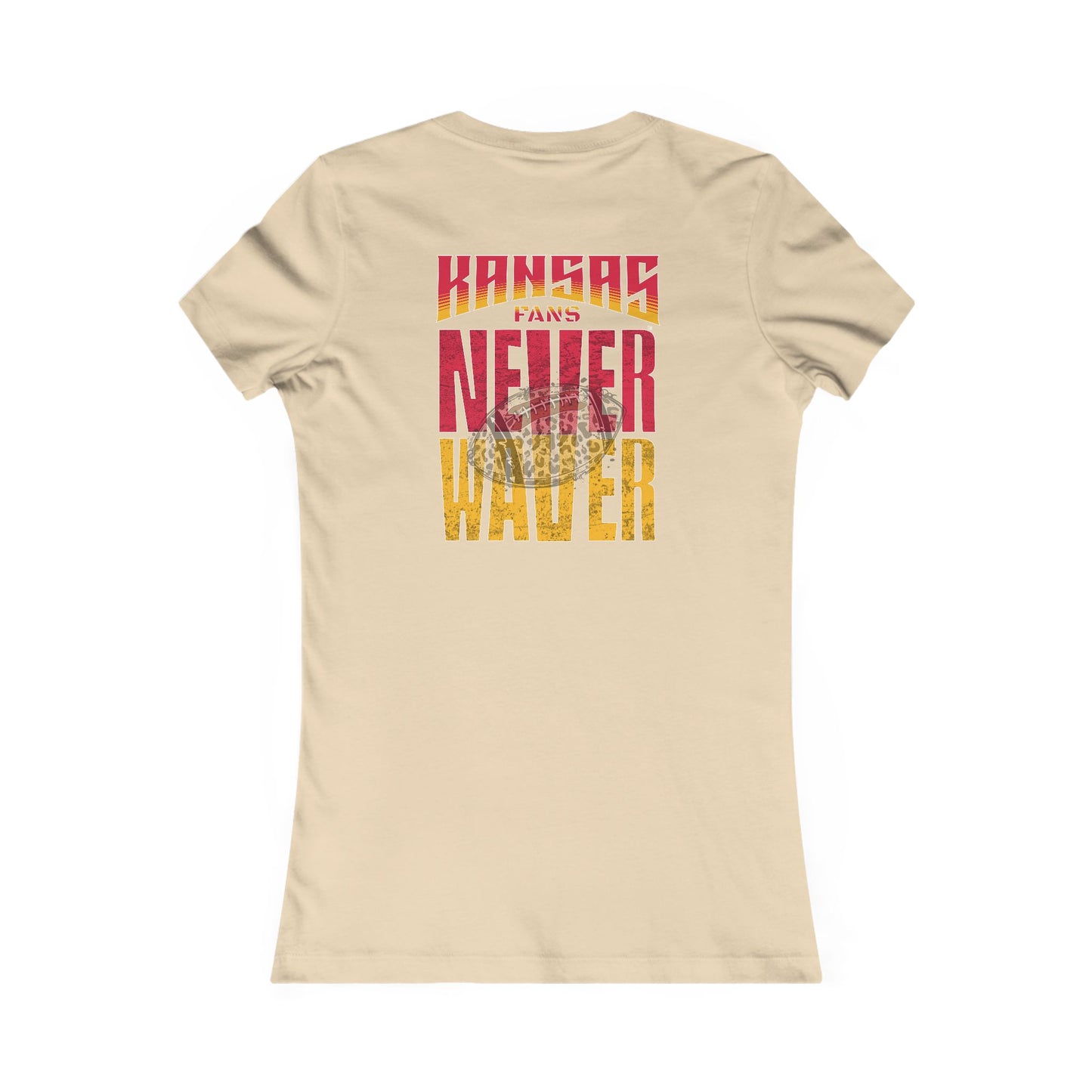 Kansas Fans Never Waver W-Leopard Football Women's Favorite Tee - Never Waver