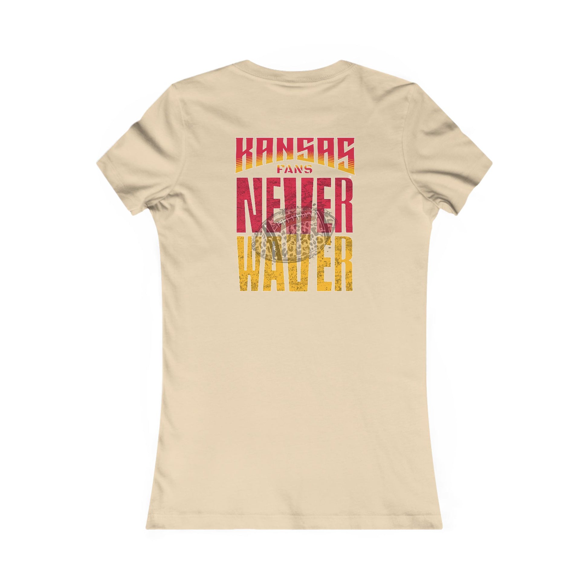 Kansas Fans Never Waver W-Leopard Football Women's Favorite Tee - Never Waver