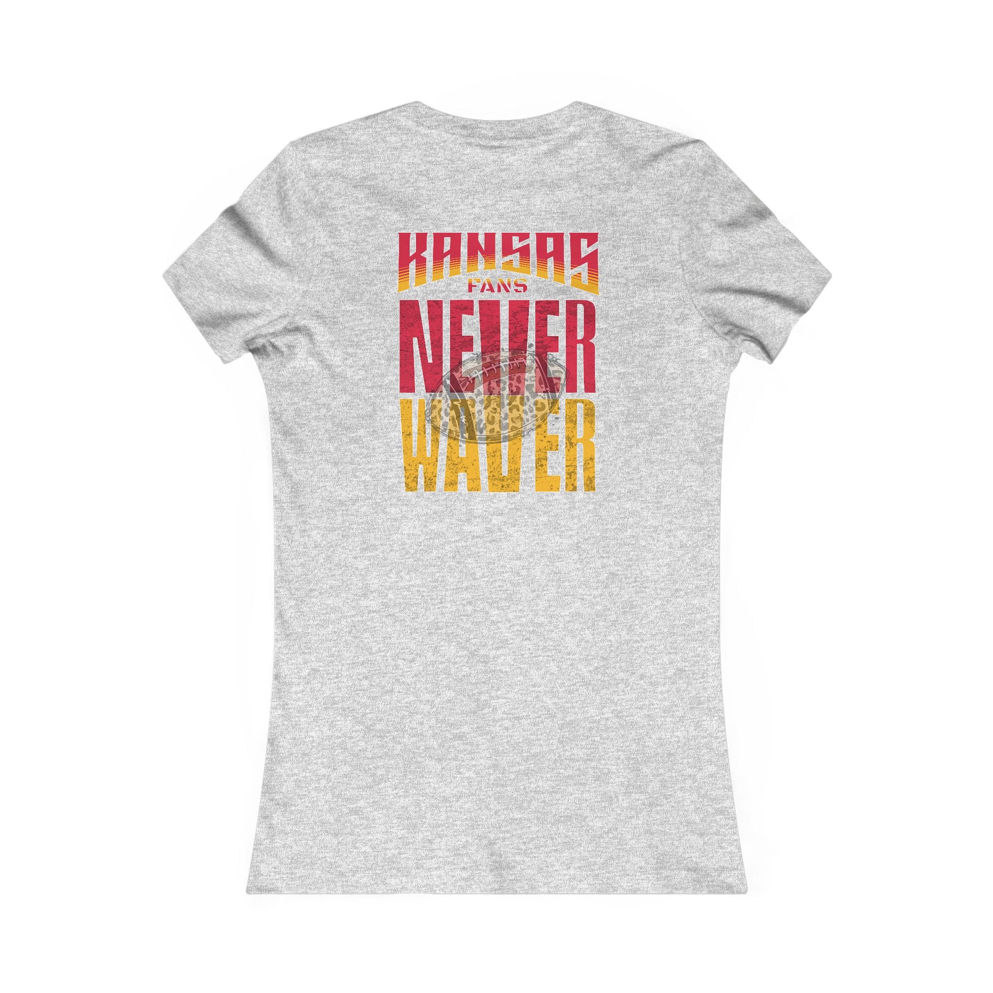 Kansas Fans Never Waver W-Leopard Football Women's Favorite Tee - Never Waver