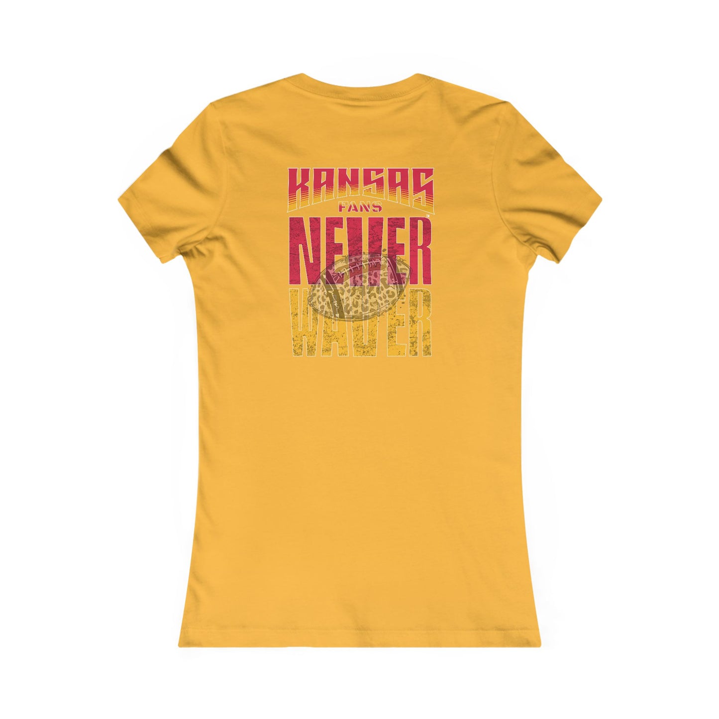Kansas Fans Never Waver W-Leopard Football Women's Favorite Tee - Never Waver
