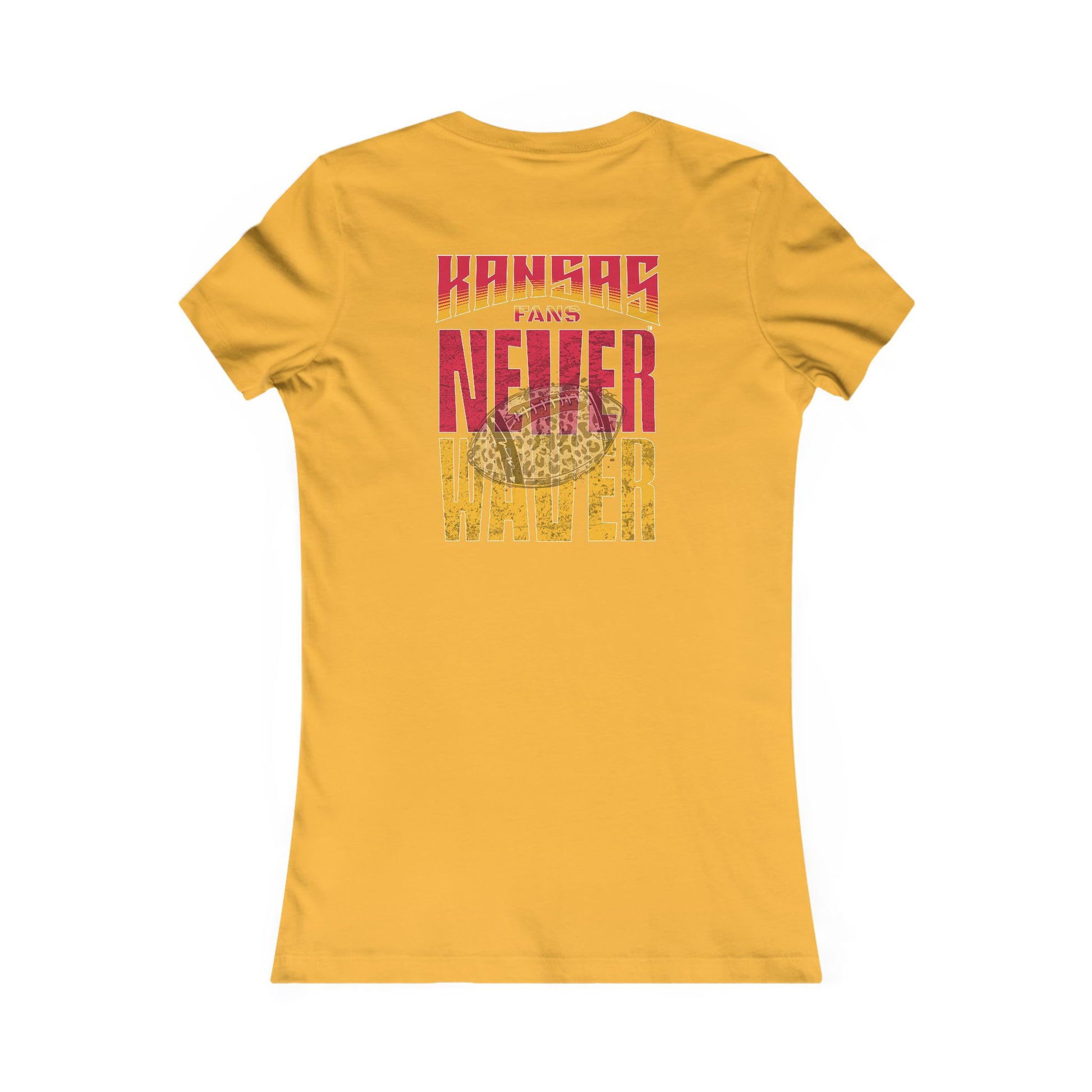 Kansas Fans Never Waver W-Leopard Football Women's Favorite Tee - Never Waver