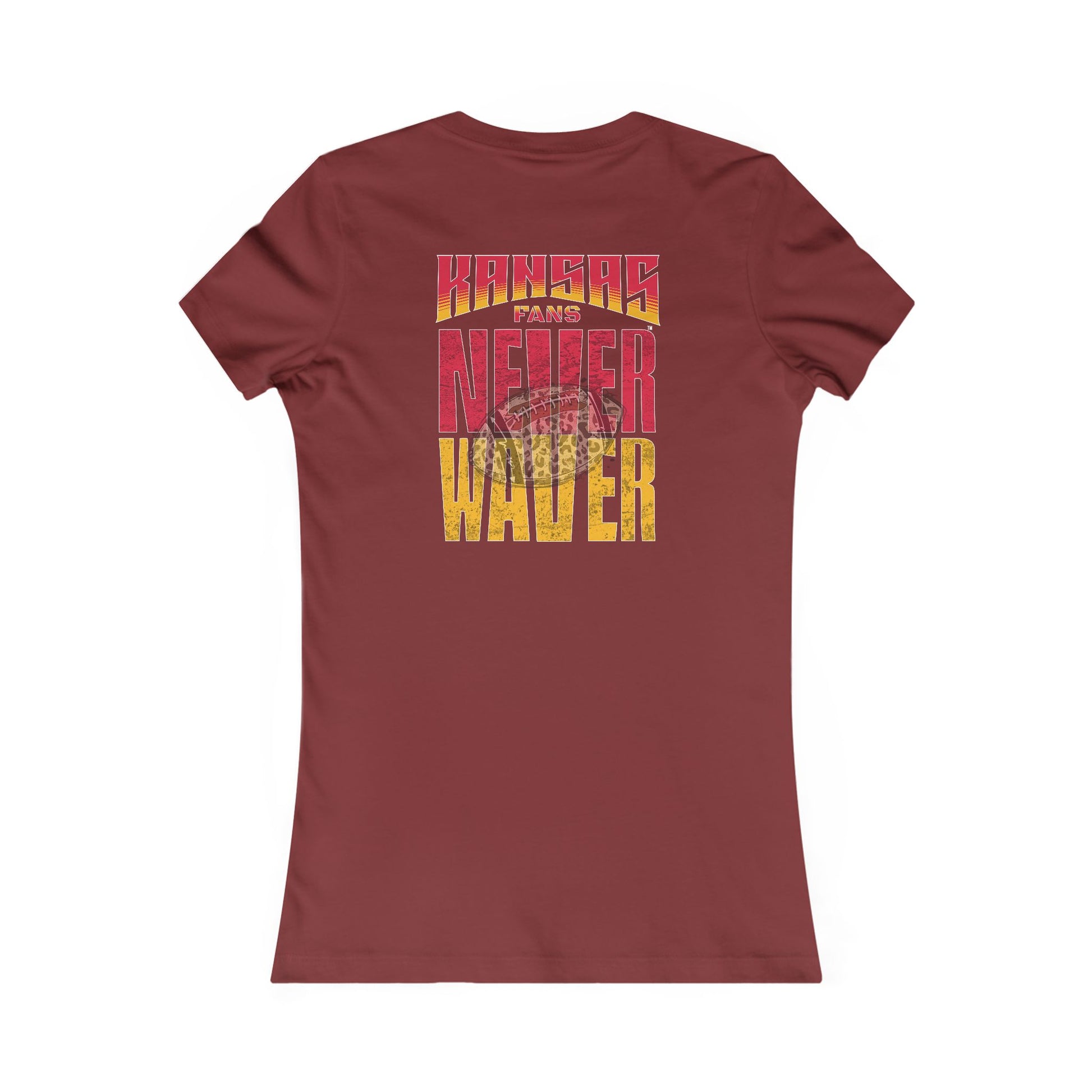 Kansas Fans Never Waver W-Leopard Football Women's Favorite Tee - Never Waver