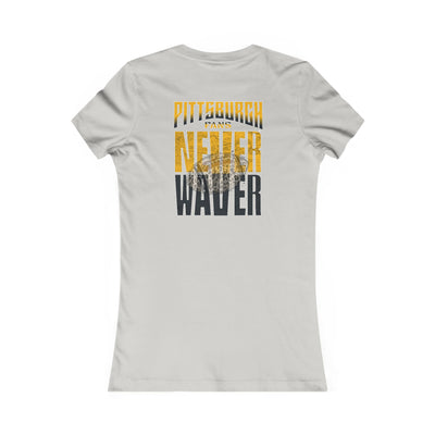 Pittsburgh Never Waver With Leopard Football Women's Favorite Tee - Never Waver