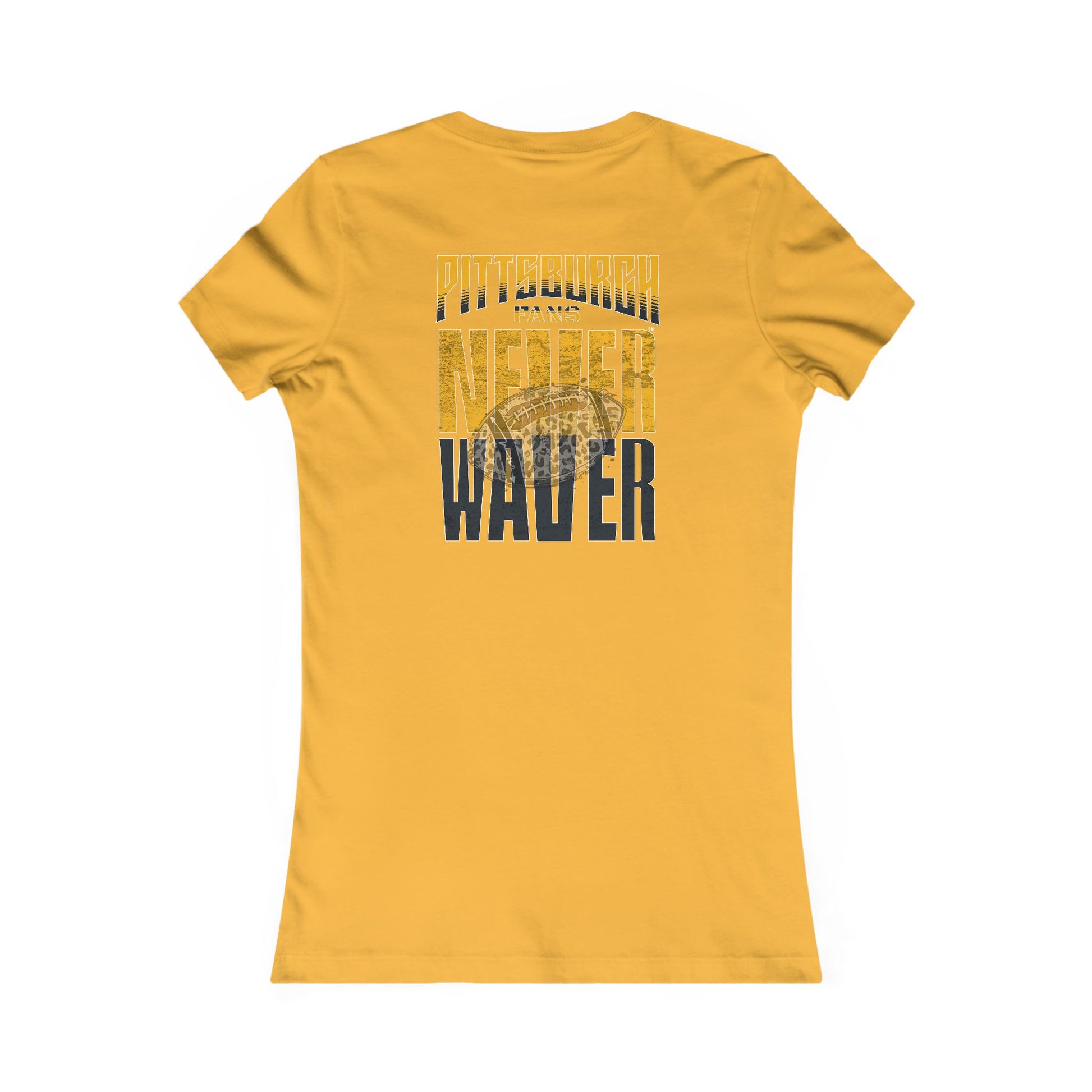 Pittsburgh Never Waver With Leopard Football Women's Favorite Tee - Never Waver