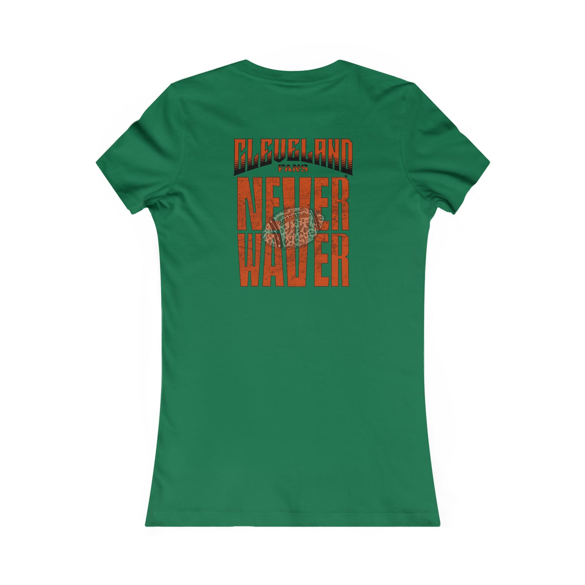 Cleveland Fans Never Waver W-Leopard Football Women's Favorite Tee - Never Waver