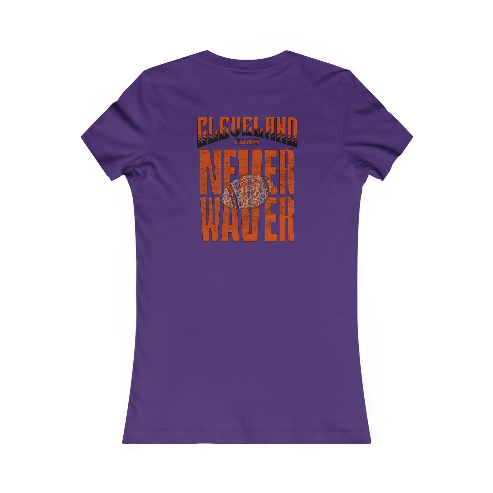 Cleveland Fans Never Waver W-Leopard Football Women's Favorite Tee - Never Waver