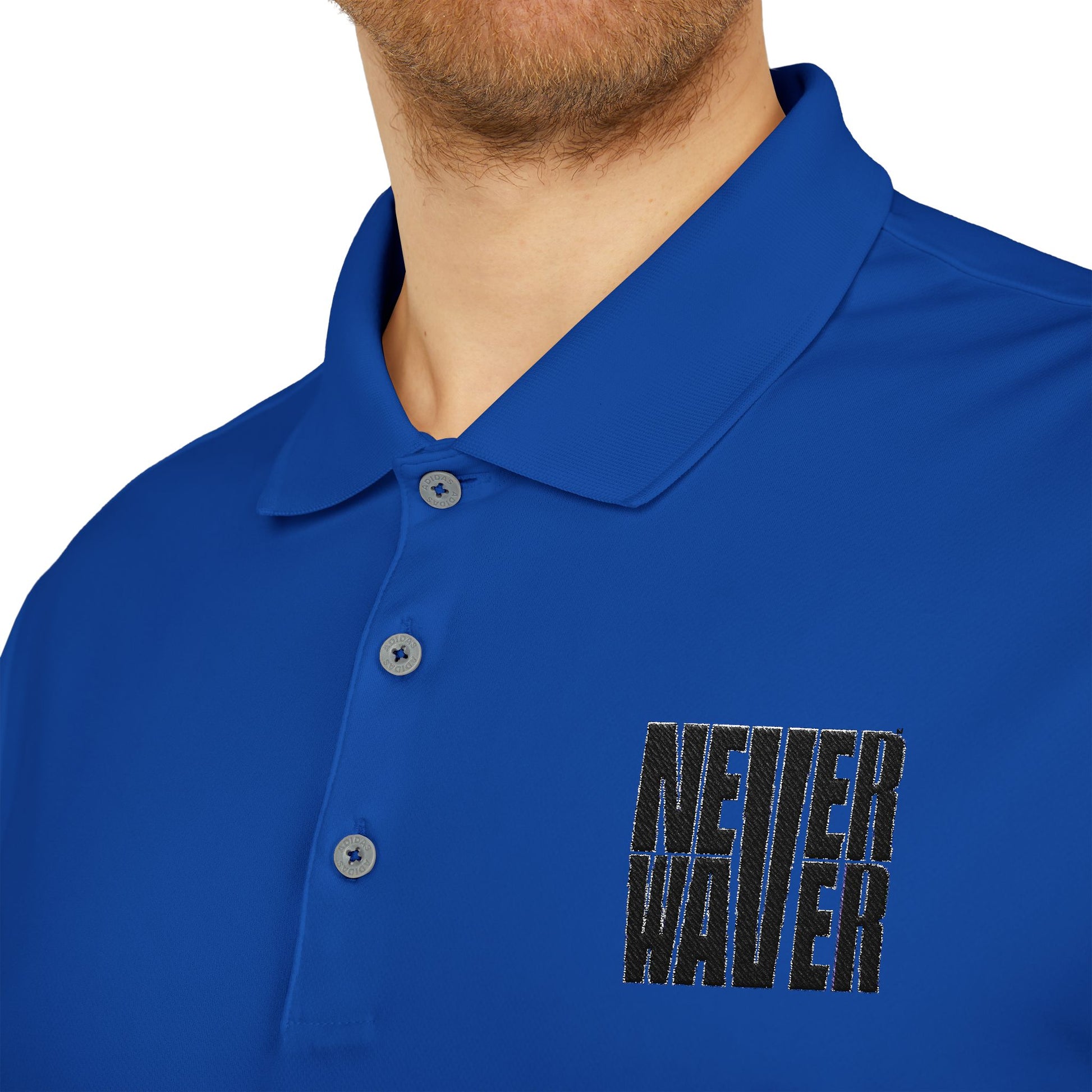 Never Waver Embroidered adidas Unisex Performance Polo - Never Waver
