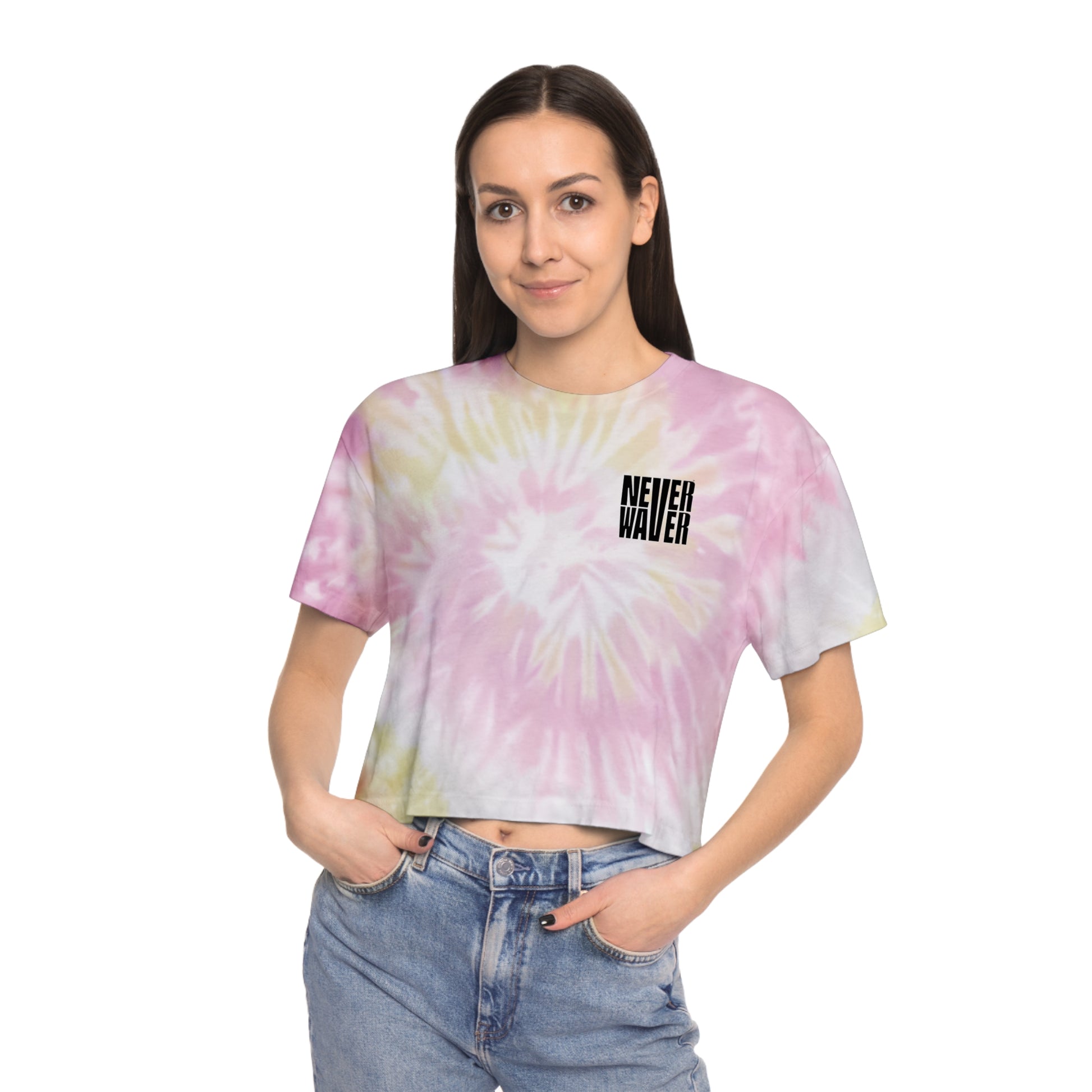 Be Yourself  Never Waver Make No Apologies Women's Tie-Dye Crop Tee - Never Waver