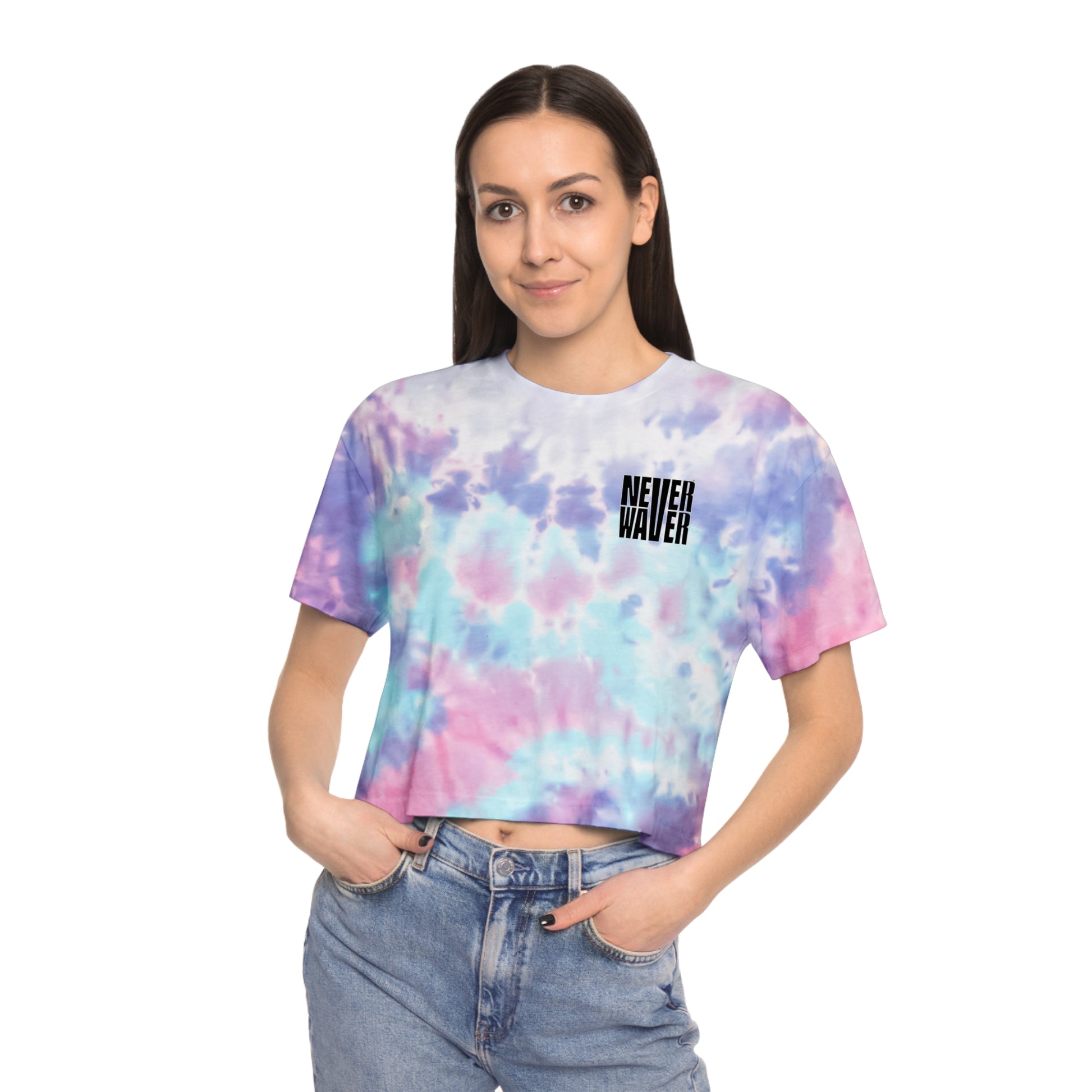 Be Yourself  Never Waver Make No Apologies Women's Tie-Dye Crop Tee - Never Waver