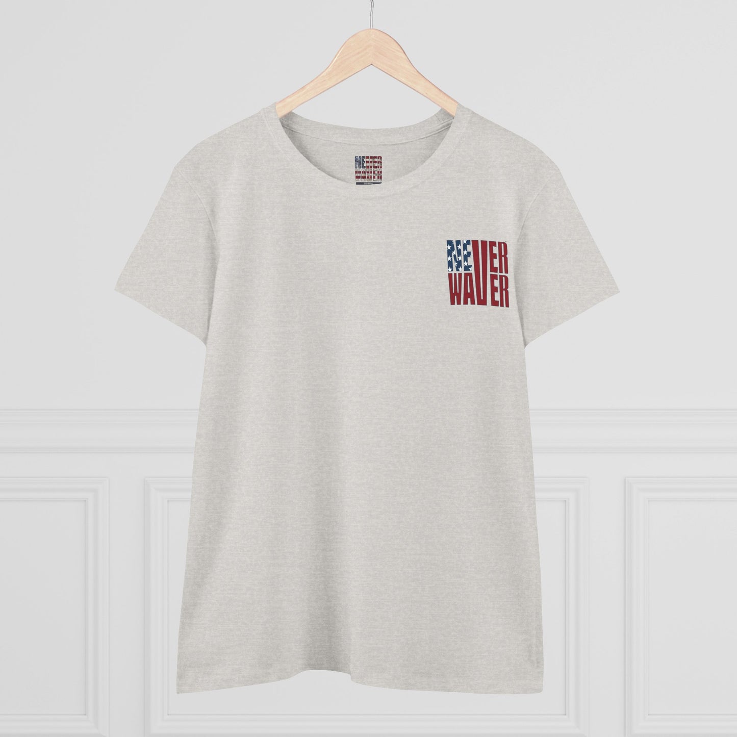 Never Waver Jesus Protecting America And Trump Women's Midweight Cotton Tee - Never Waver