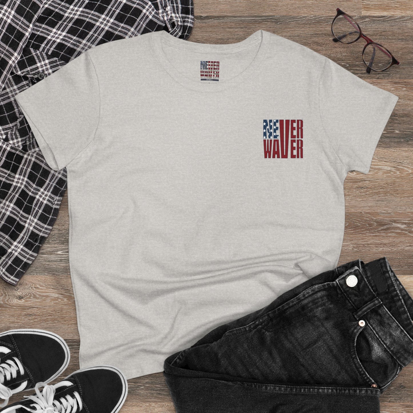 Never Waver Jesus Protecting America And Trump Women's Midweight Cotton Tee - Never Waver