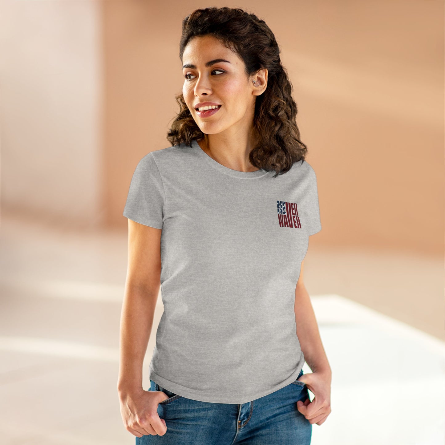 Never Waver Jesus Protecting America And Trump Women's Midweight Cotton Tee - Never Waver