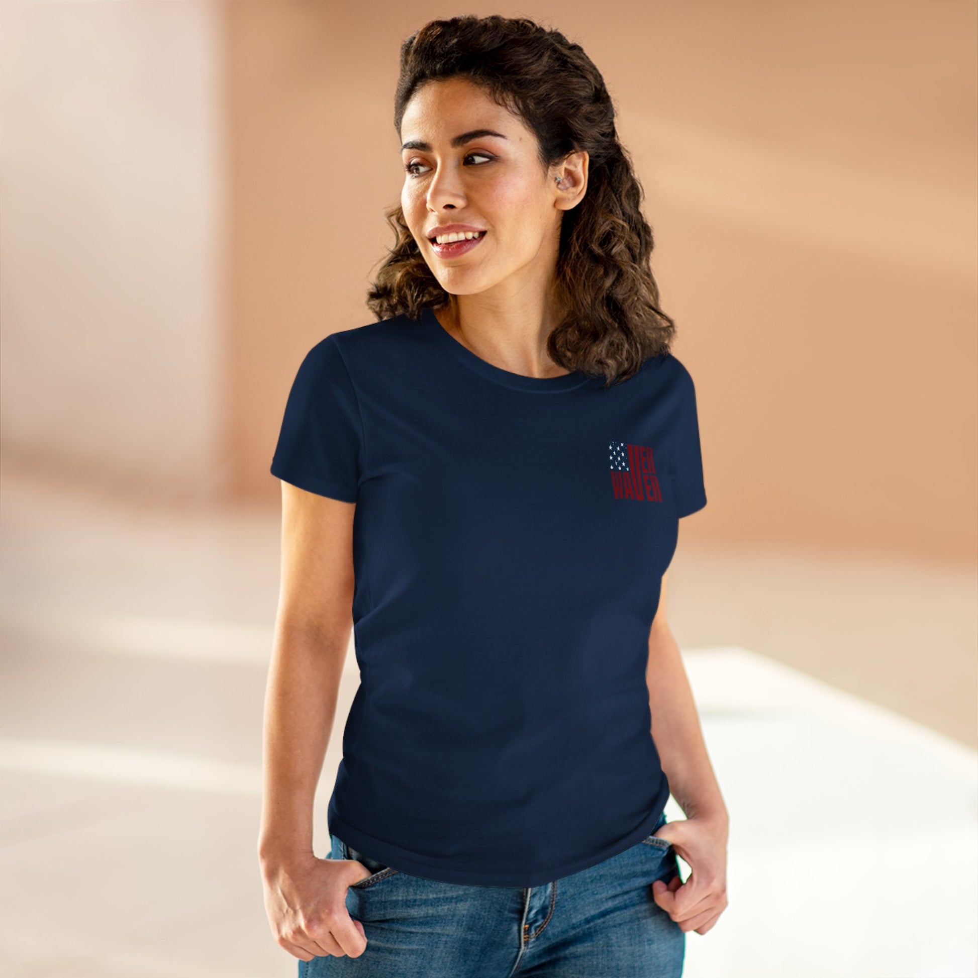 Never Waver Jesus Protecting America And Trump Women's Midweight Cotton Tee - Never Waver