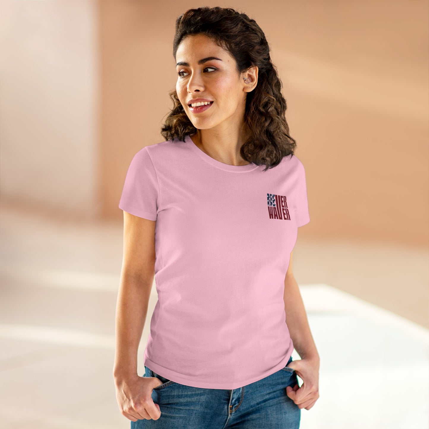 Never Waver Jesus Protecting America And Trump Women's Midweight Cotton Tee - Never Waver
