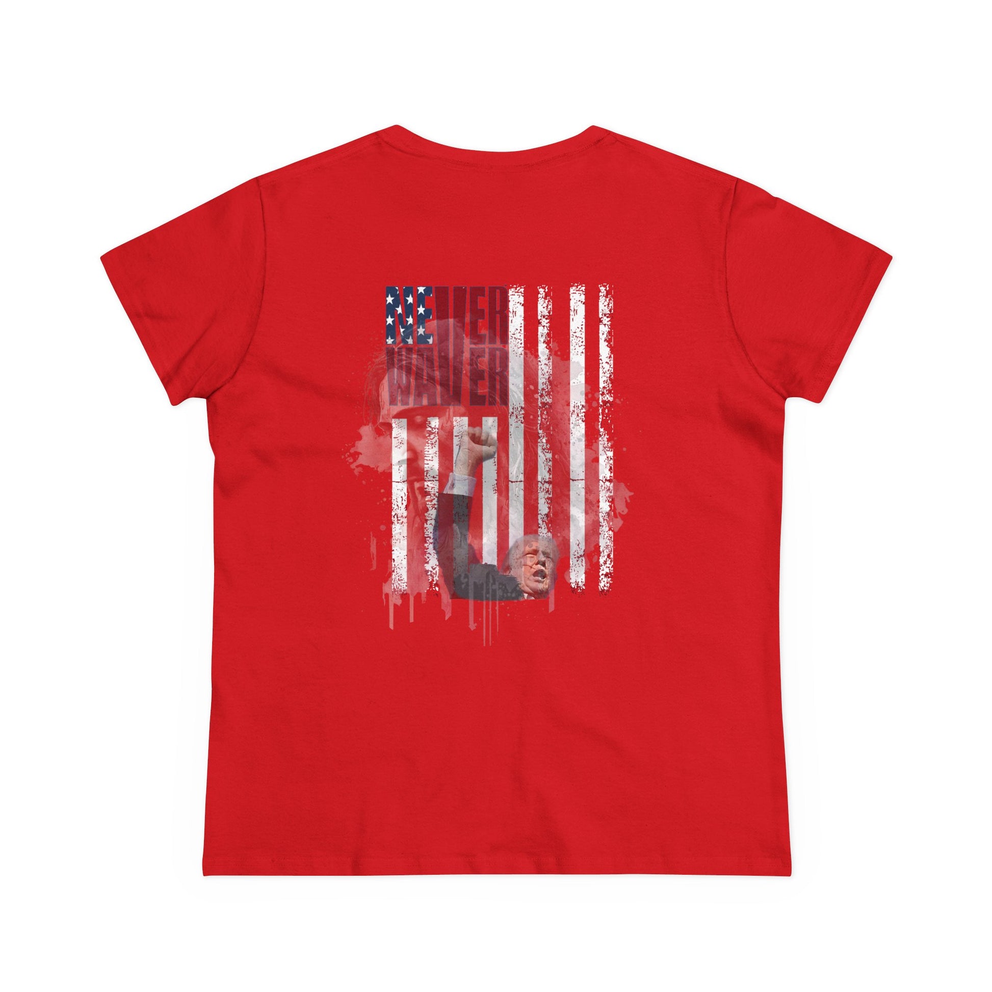 Never Waver Jesus Protecting America And Trump Women's Midweight Cotton Tee - Never Waver