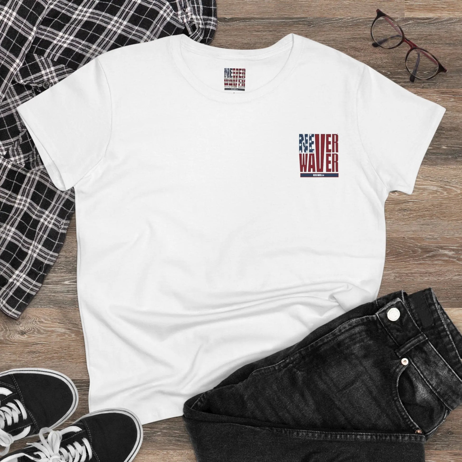 Never Waver USA Women's Midweight Cotton Tee - Never Waver