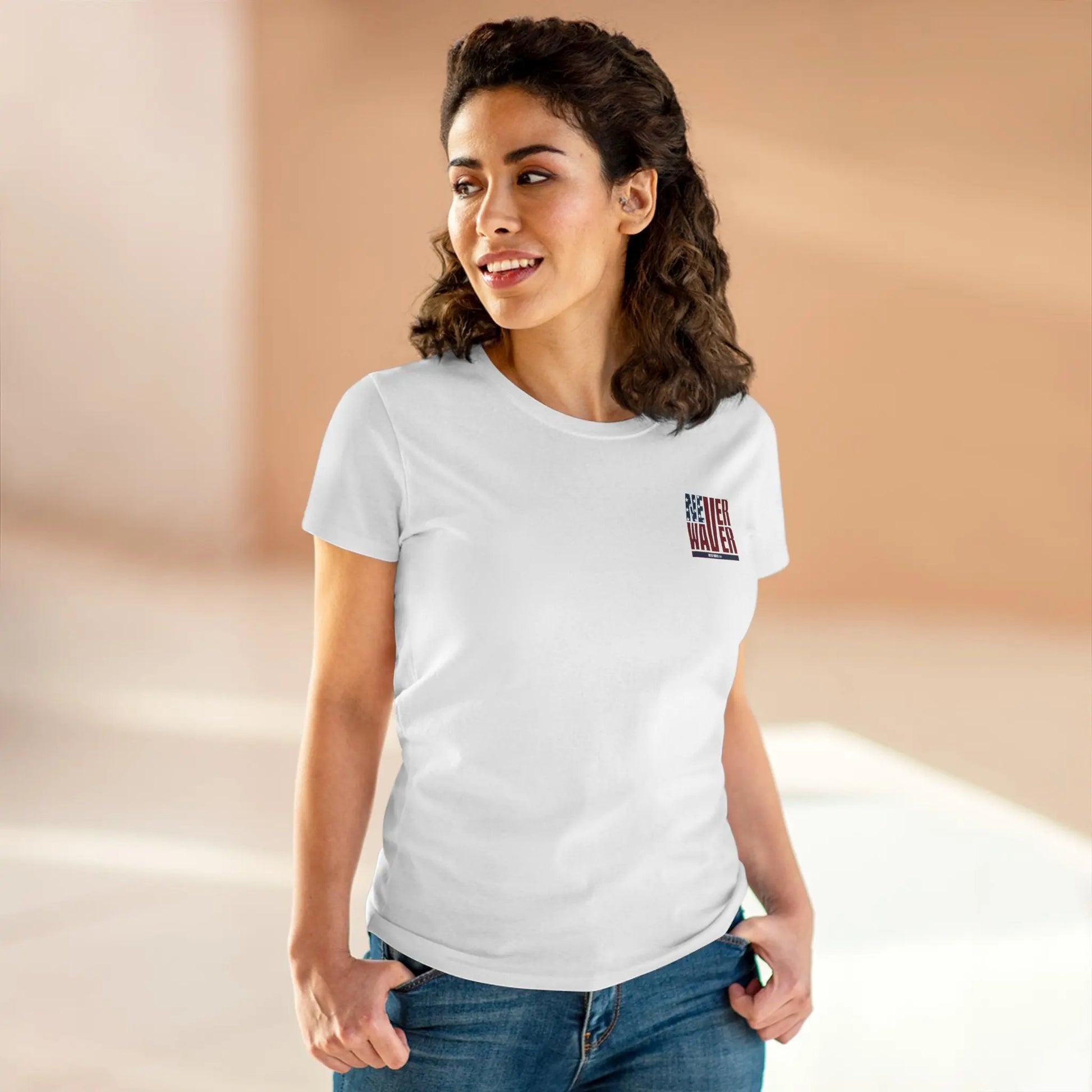 Never Waver USA Women's Midweight Cotton Tee - Never Waver