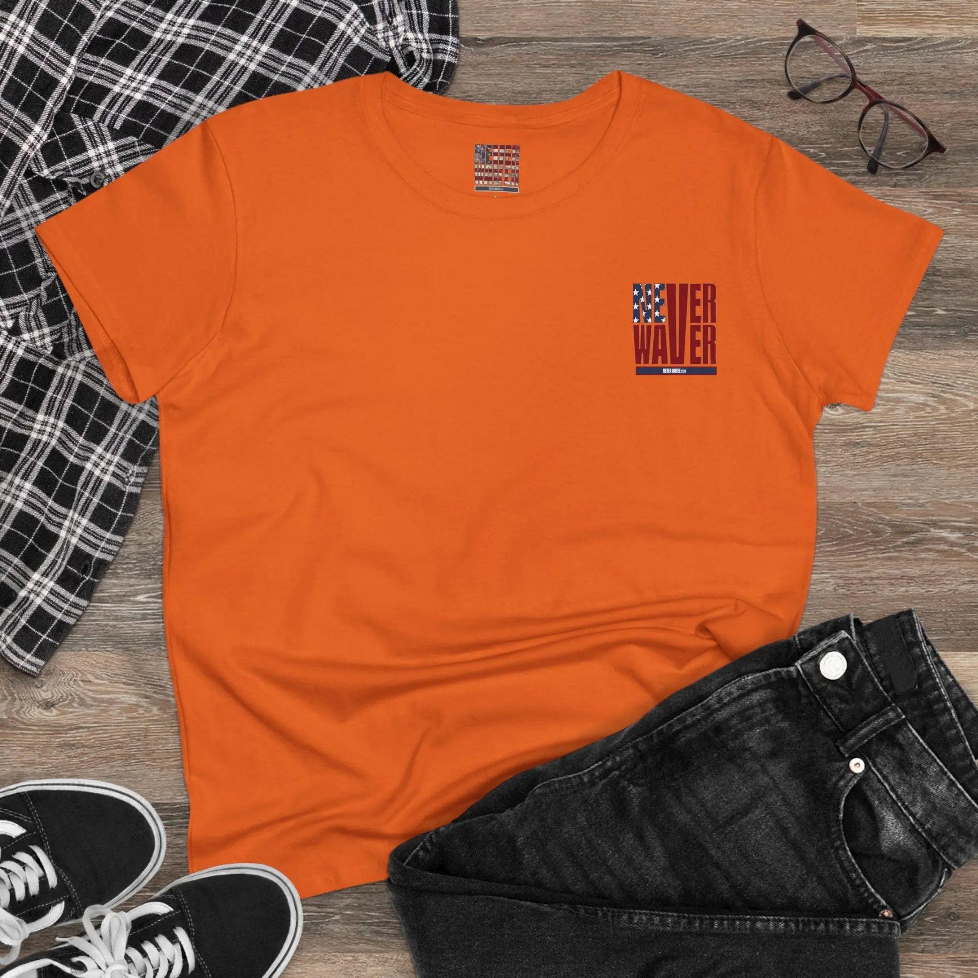 Never Waver USA Women's Midweight Cotton Tee - Never Waver