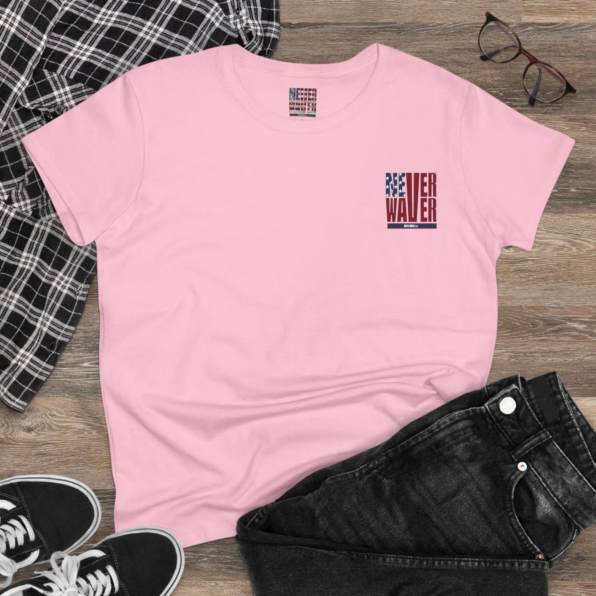 Never Waver USA Women's Midweight Cotton Tee - Never Waver