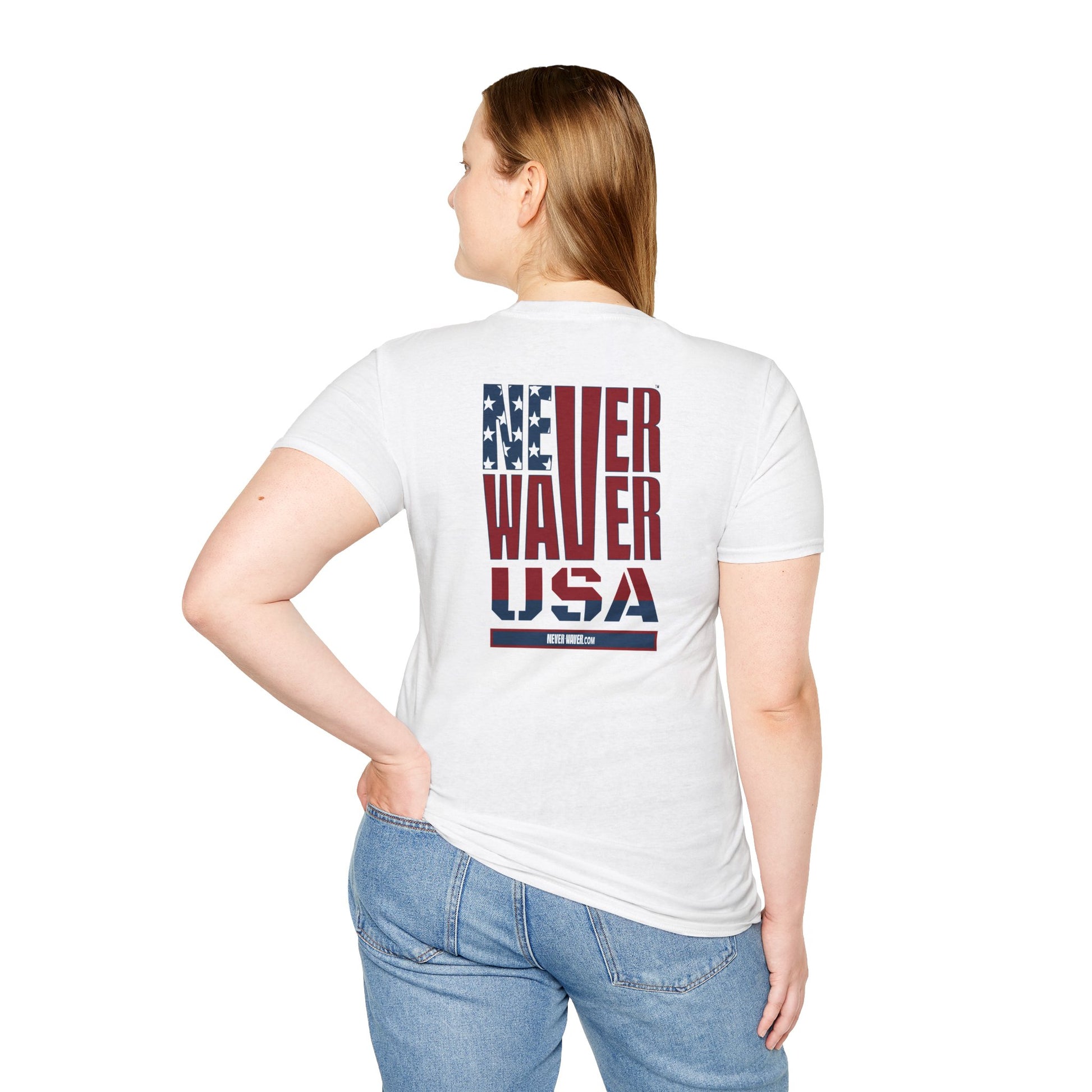 Never Waver USA Unisex Softstyle T-Shirt - Never Waver