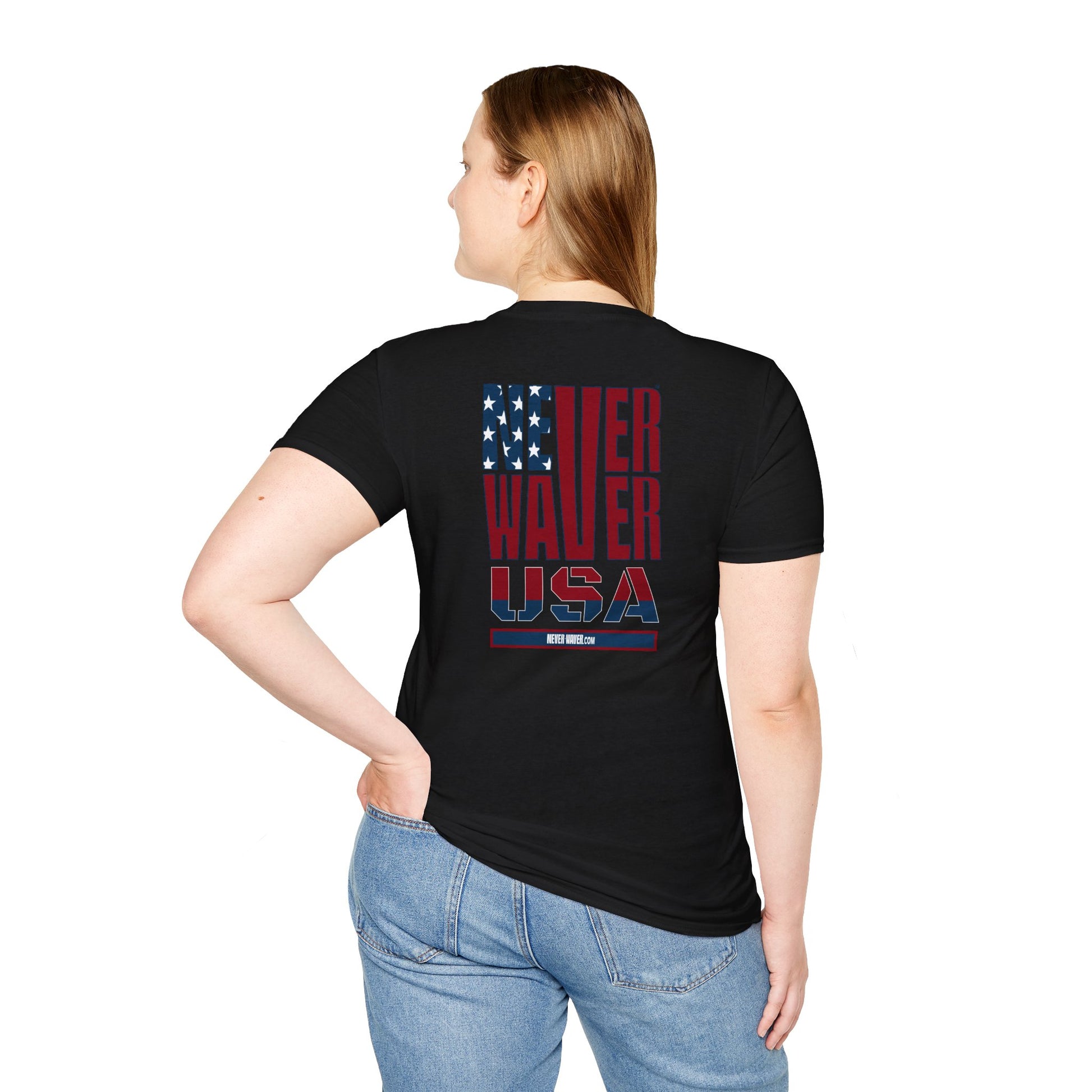Never Waver USA Unisex Softstyle T-Shirt - Never Waver