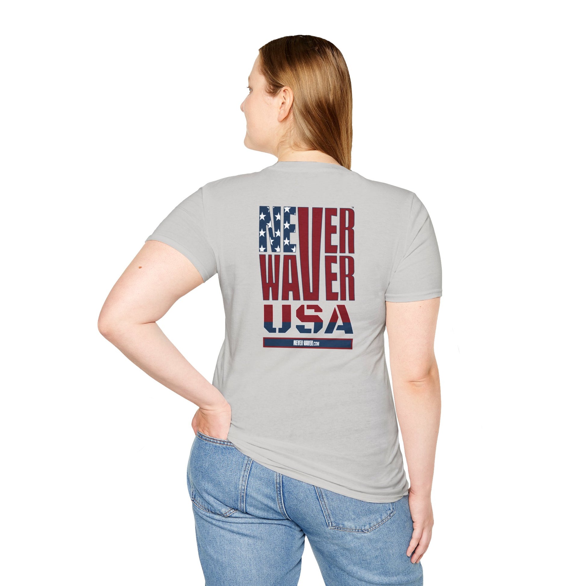 Never Waver USA Unisex Softstyle T-Shirt - Never Waver
