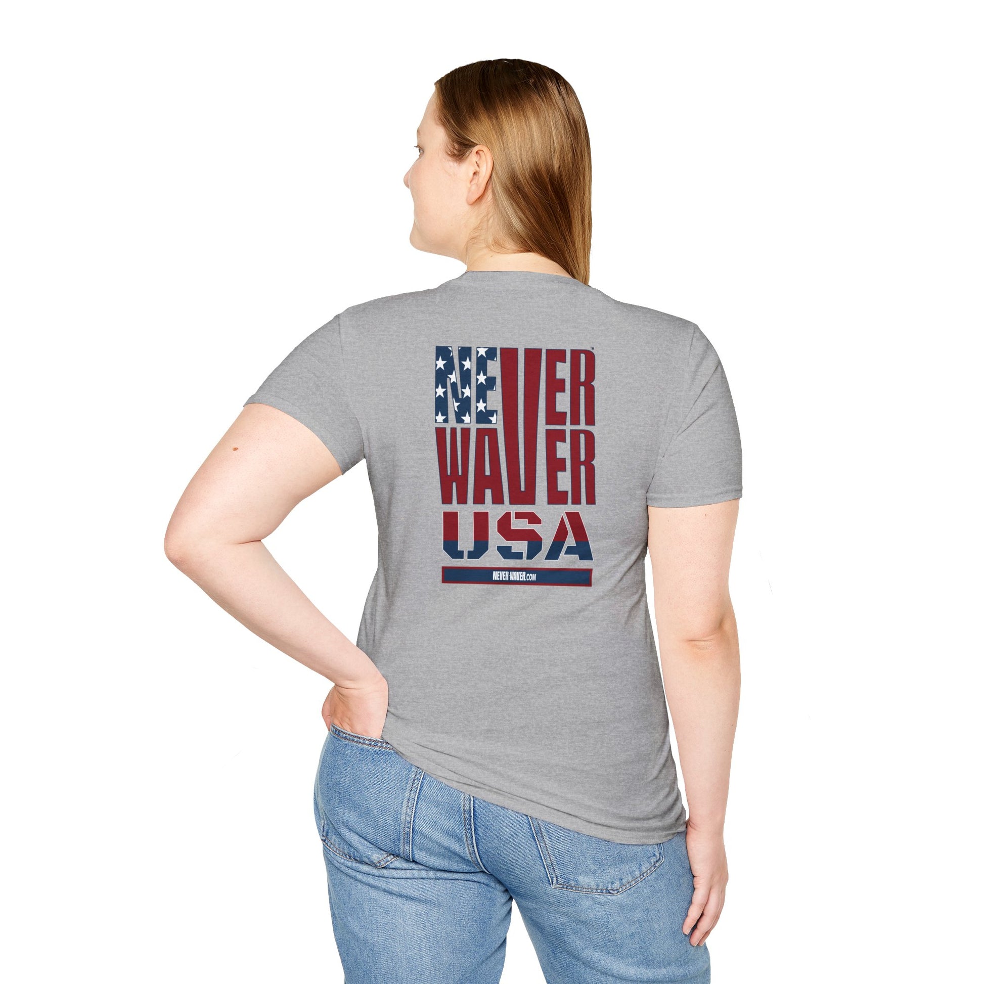 Never Waver USA Unisex Softstyle T-Shirt - Never Waver