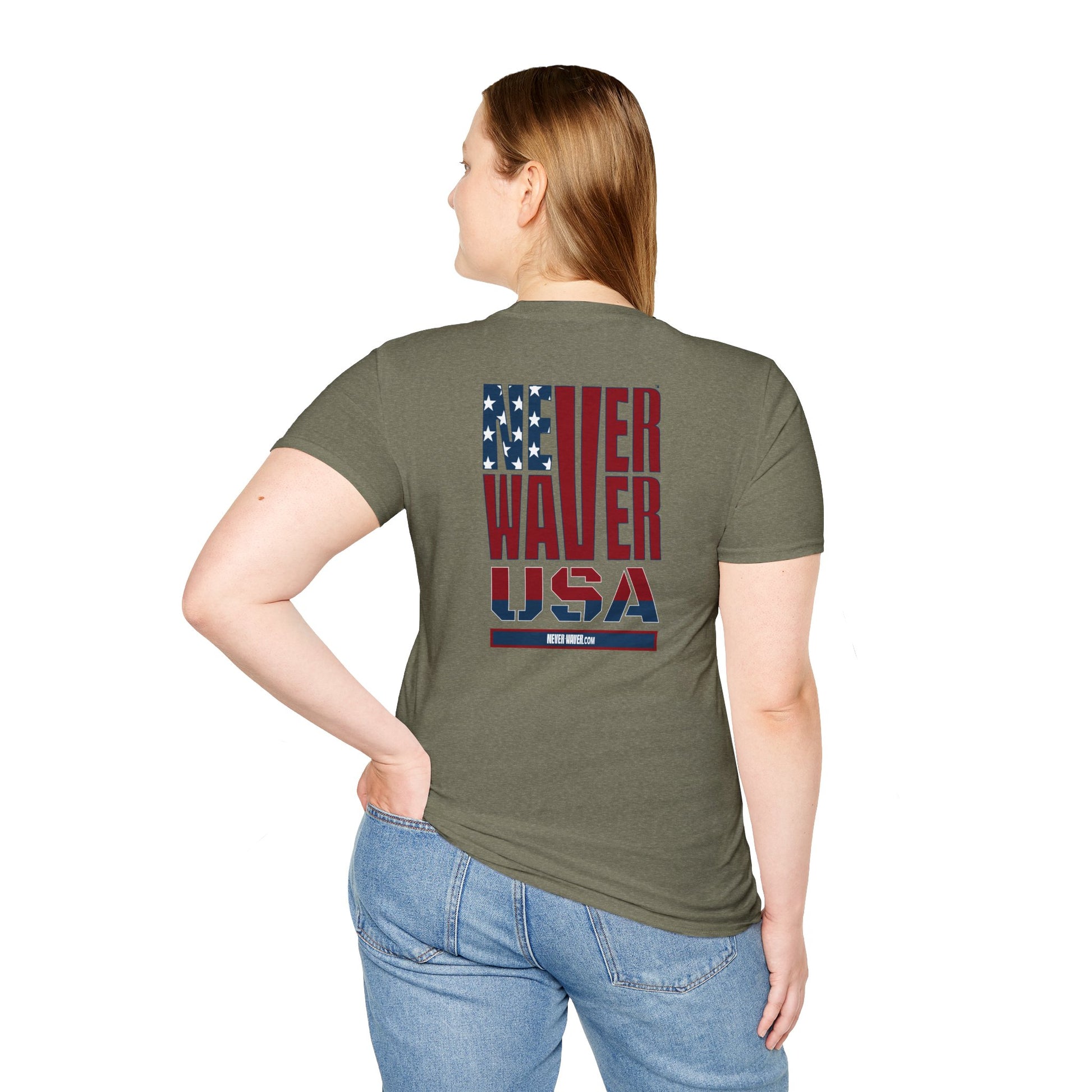 Never Waver USA Unisex Softstyle T-Shirt - Never Waver