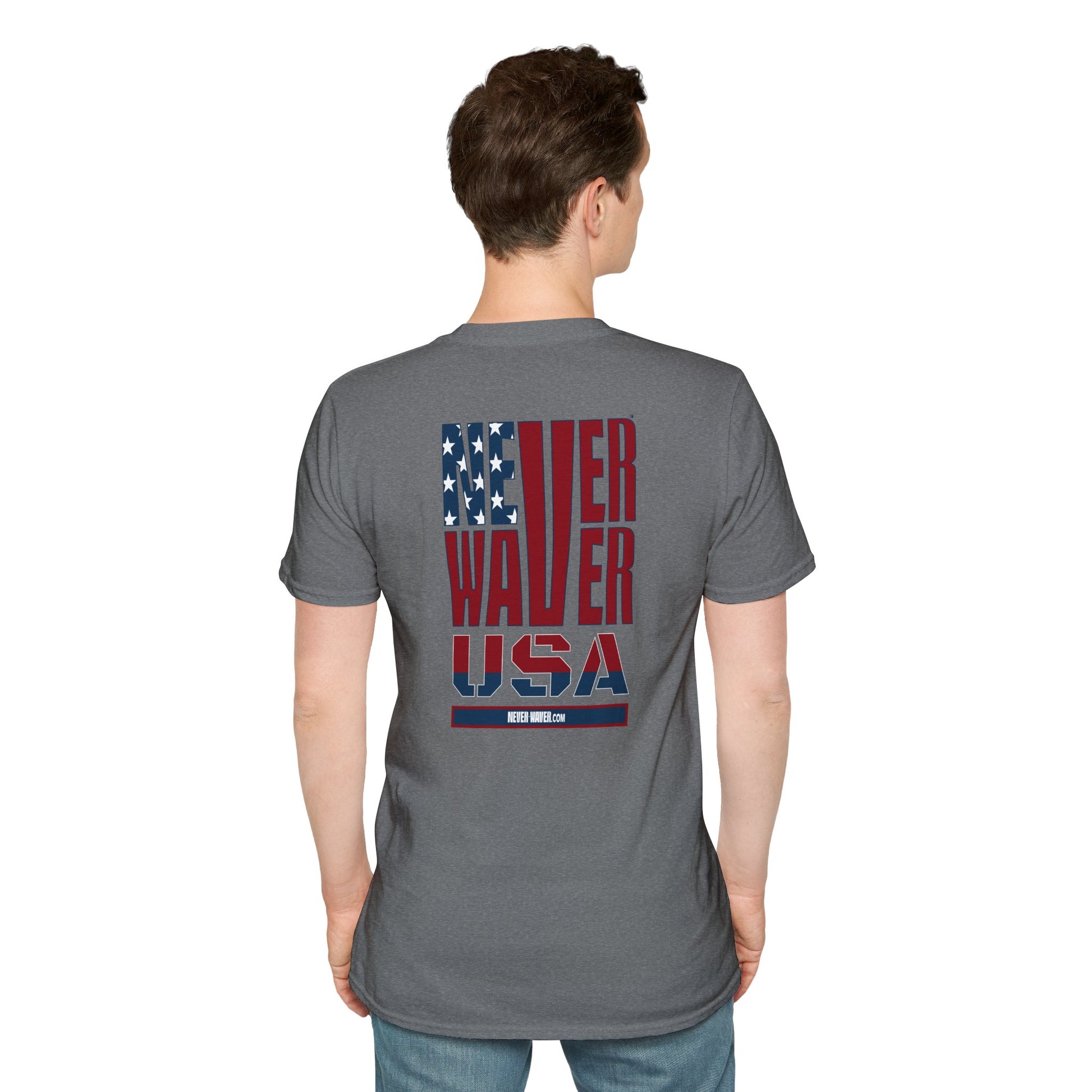 Never Waver USA Unisex Softstyle T-Shirt - Never Waver