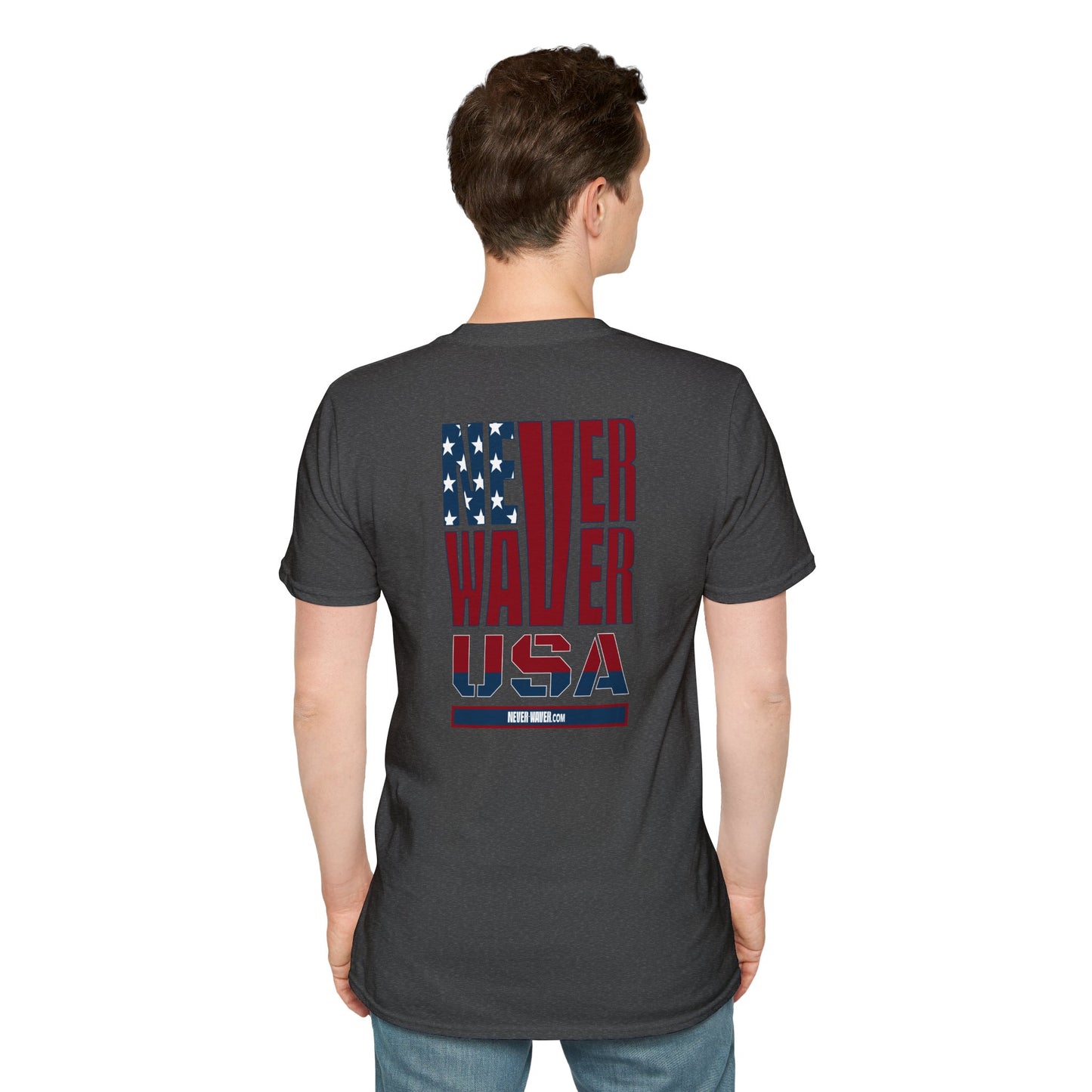 Never Waver USA Unisex Softstyle T-Shirt - Never Waver