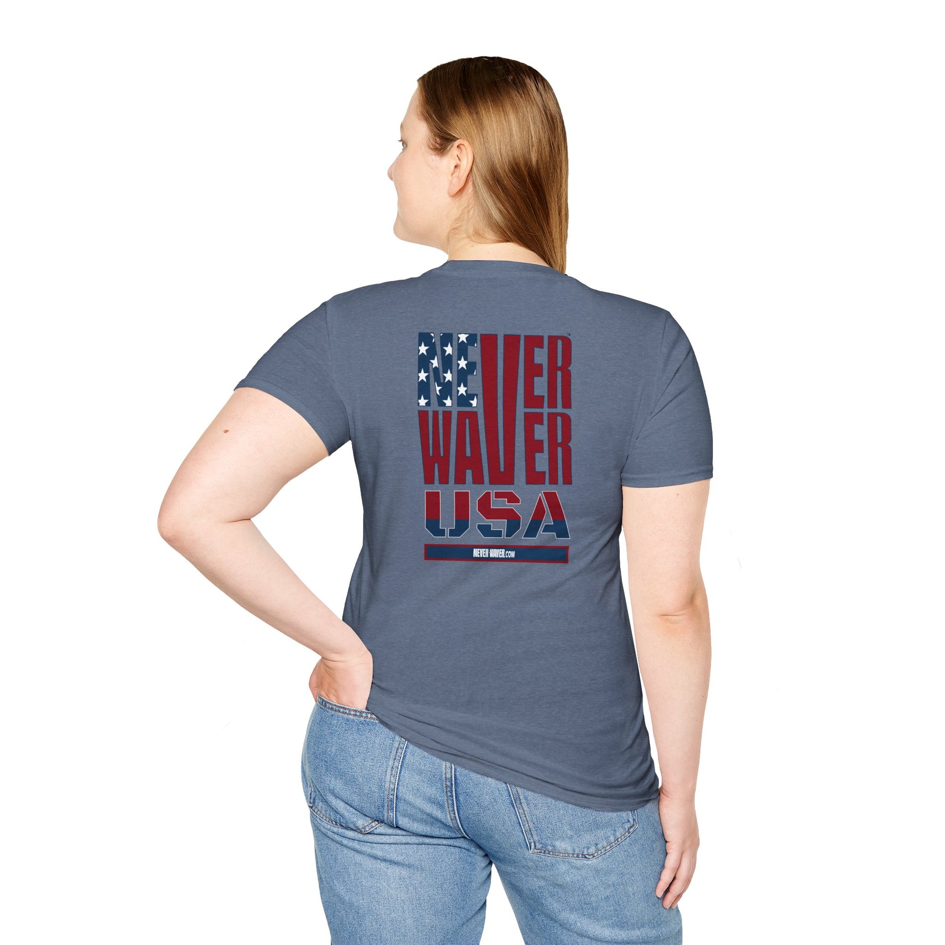 Never Waver USA Unisex Softstyle T-Shirt - Never Waver
