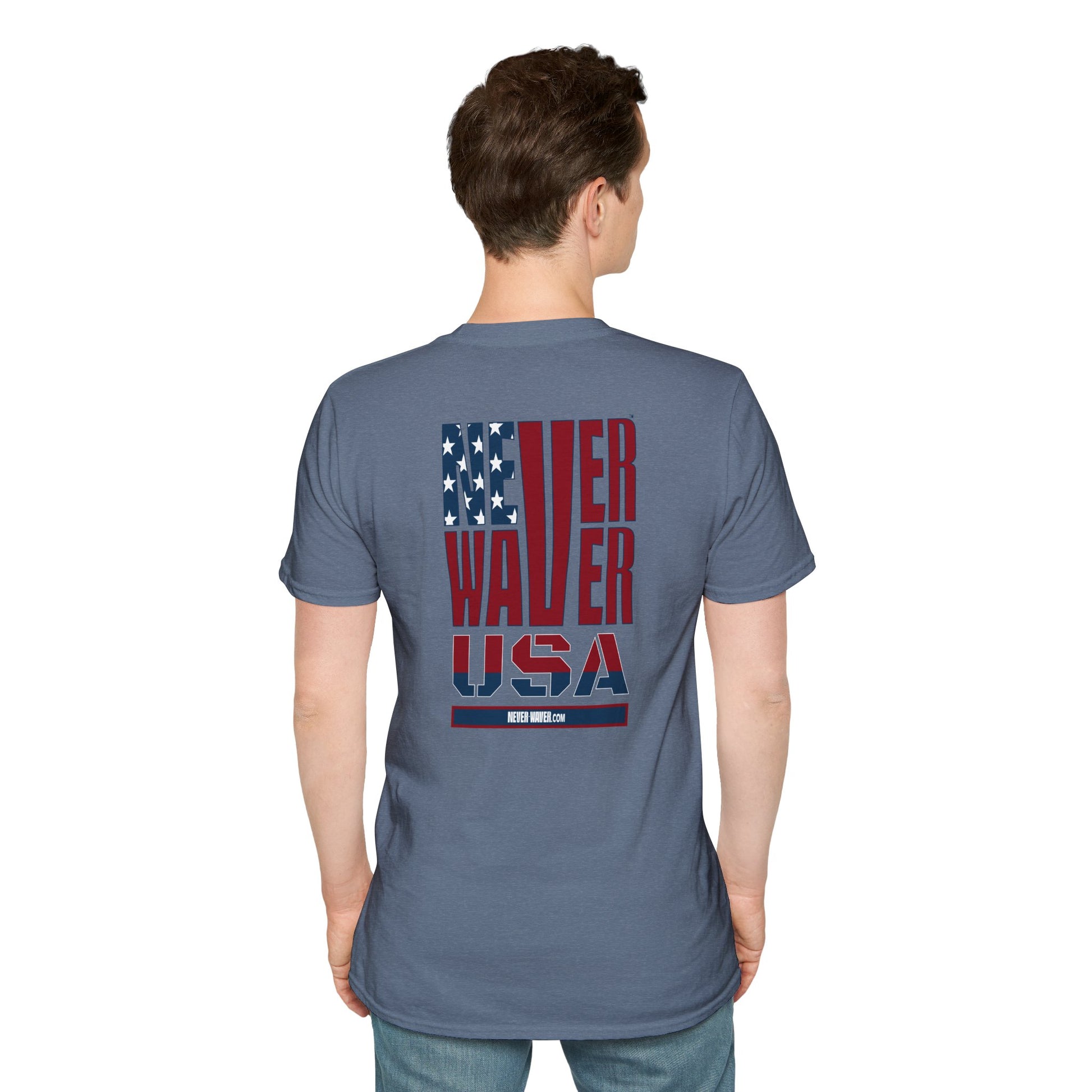 Never Waver USA Unisex Softstyle T-Shirt - Never Waver