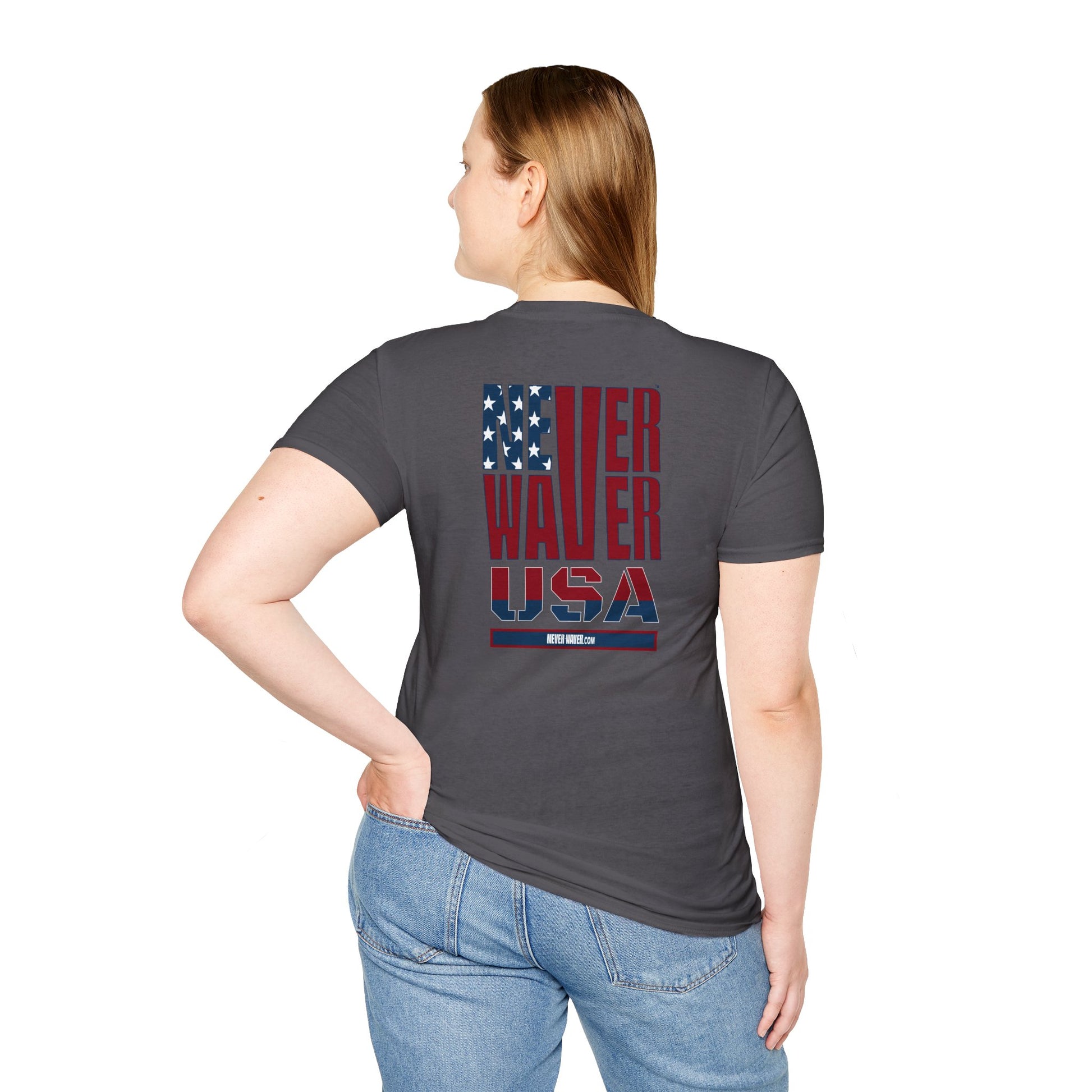 Never Waver USA Unisex Softstyle T-Shirt - Never Waver