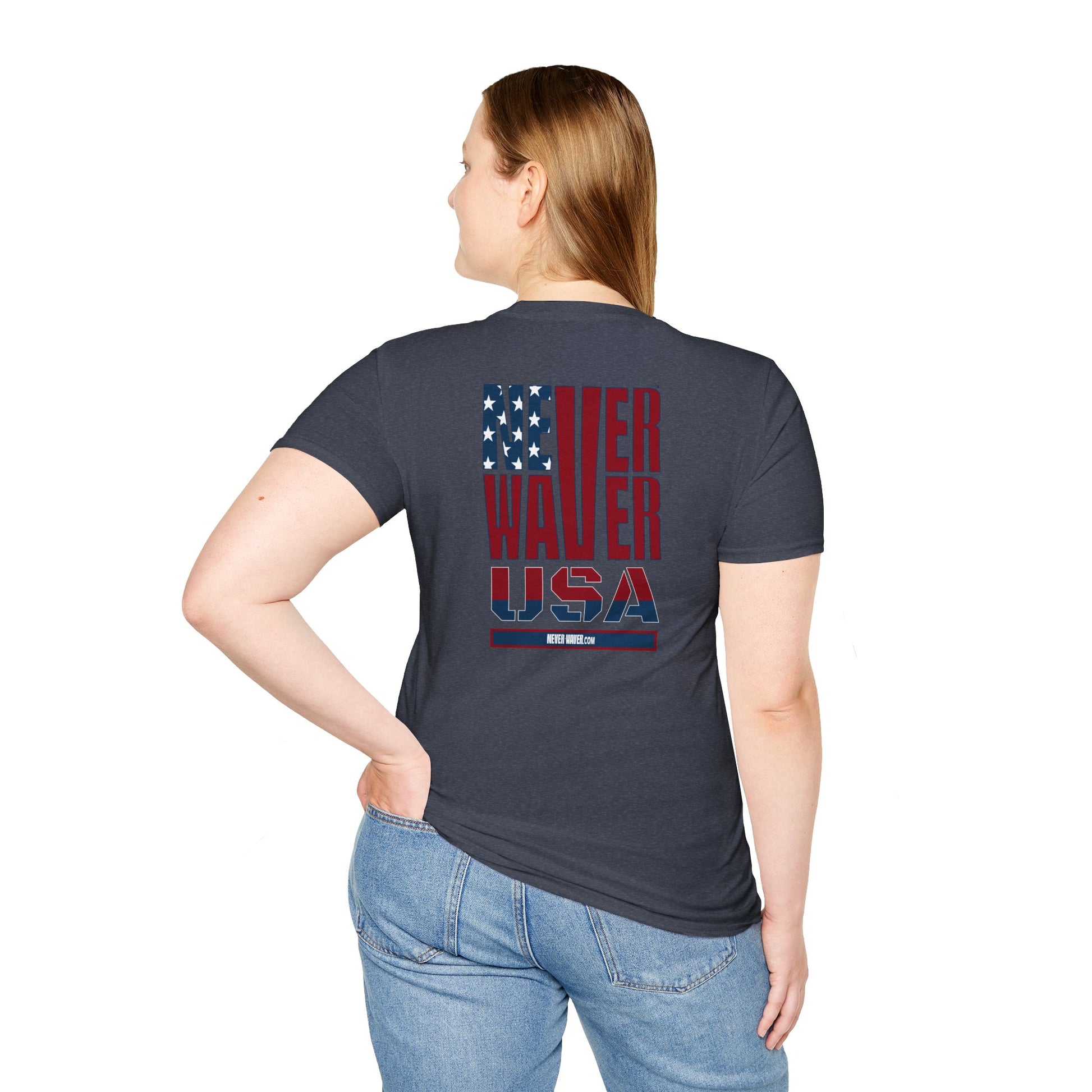 Never Waver USA Unisex Softstyle T-Shirt - Never Waver