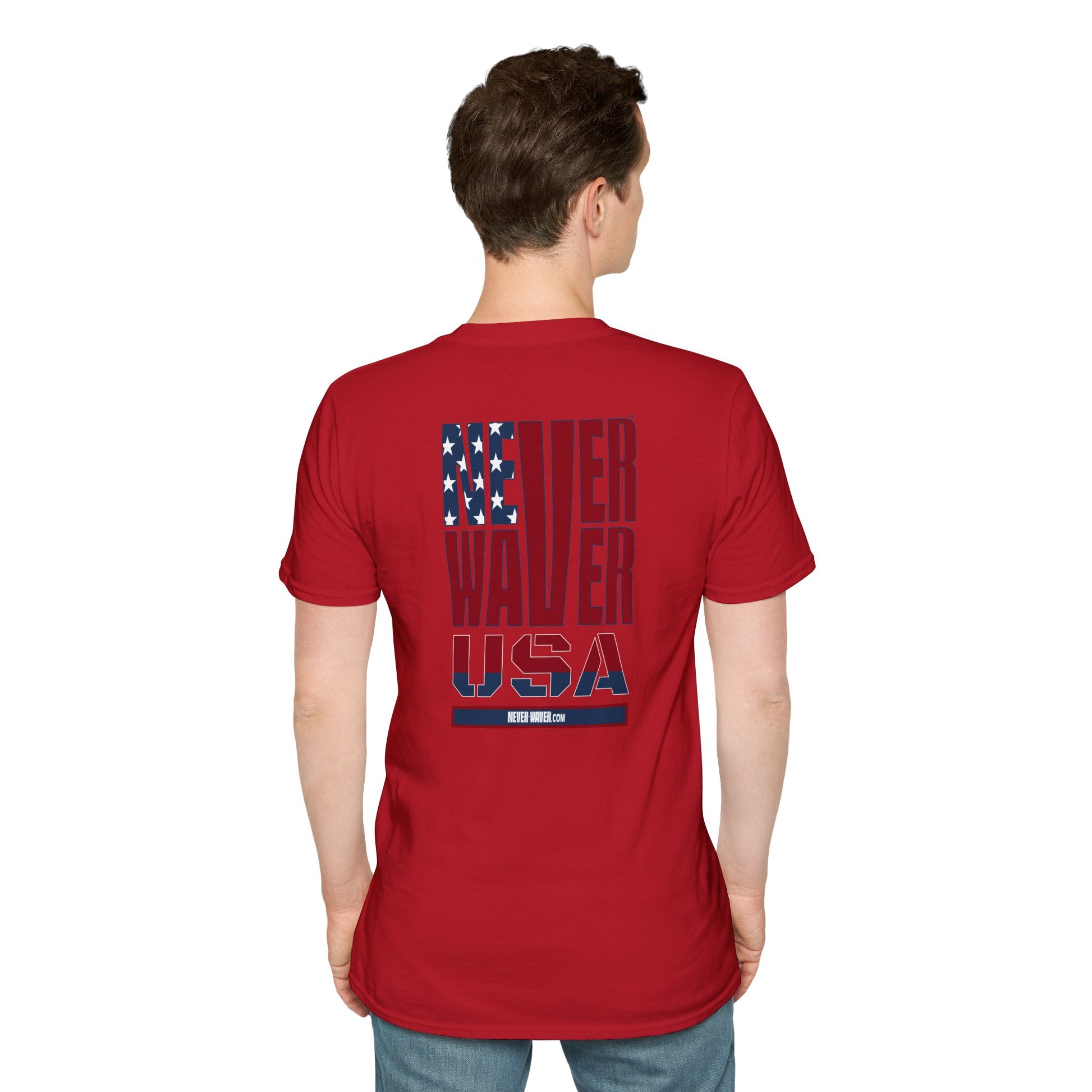Never Waver USA Unisex Softstyle T-Shirt - Never Waver