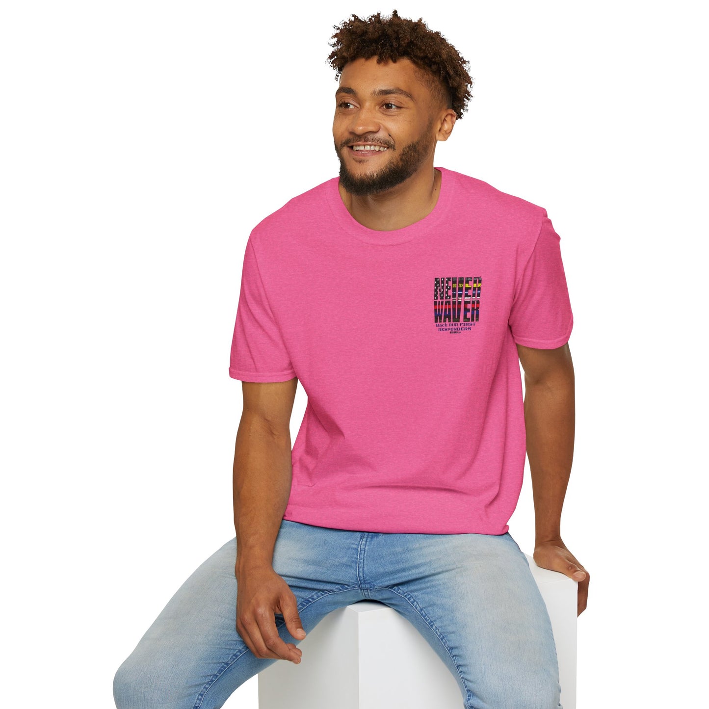Never Waver Always Back Our First Responders Unisex Soft style T-Shirt - Never Waver