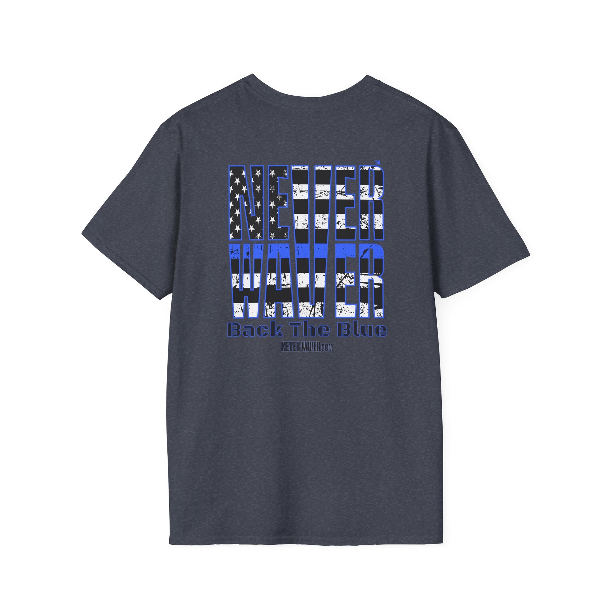 Never Waver Back The Blue  Unisex Softstyle T-Shirt - Never Waver