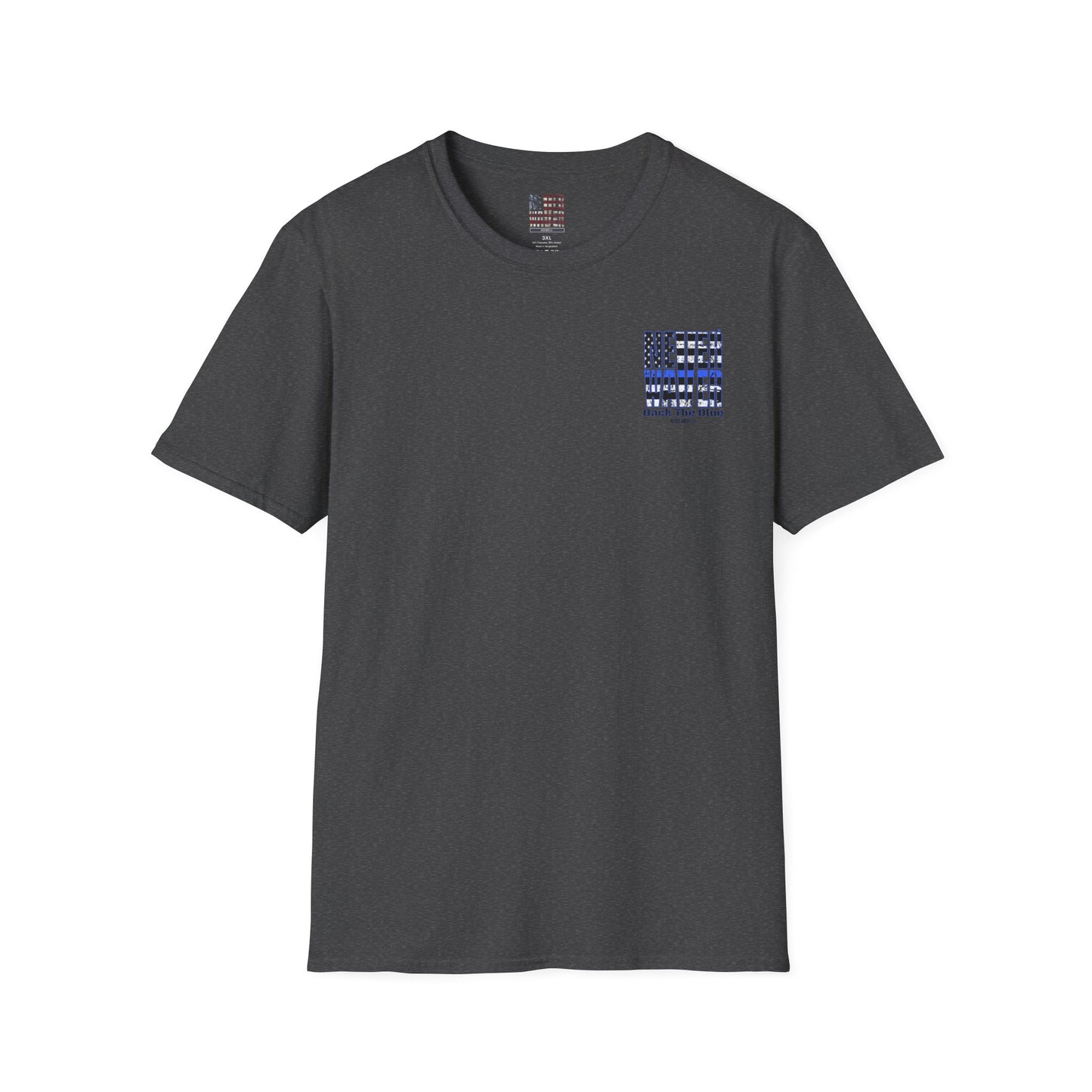 Never Waver Back The Blue  Unisex Softstyle T-Shirt - Never Waver