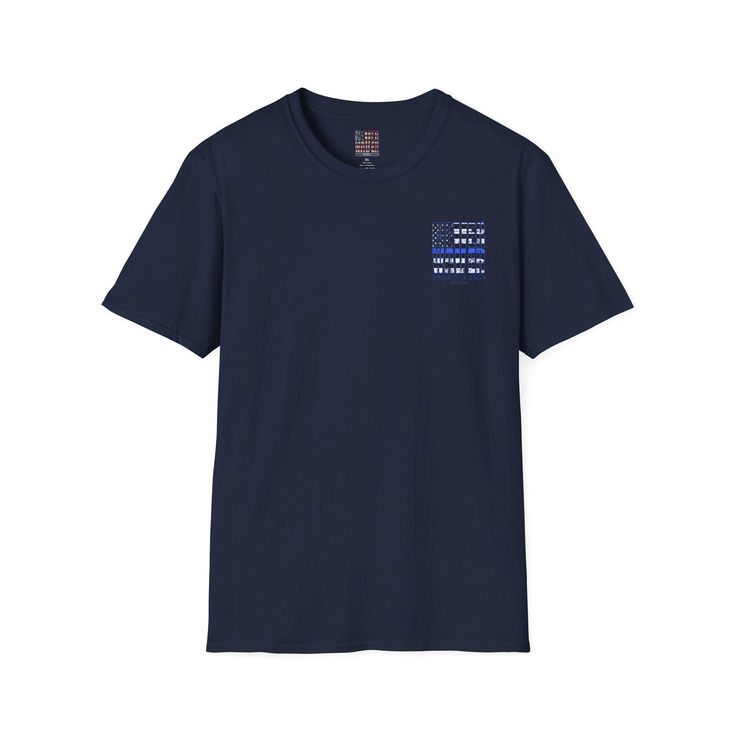 Never Waver Back The Blue  Unisex Softstyle T-Shirt - Never Waver