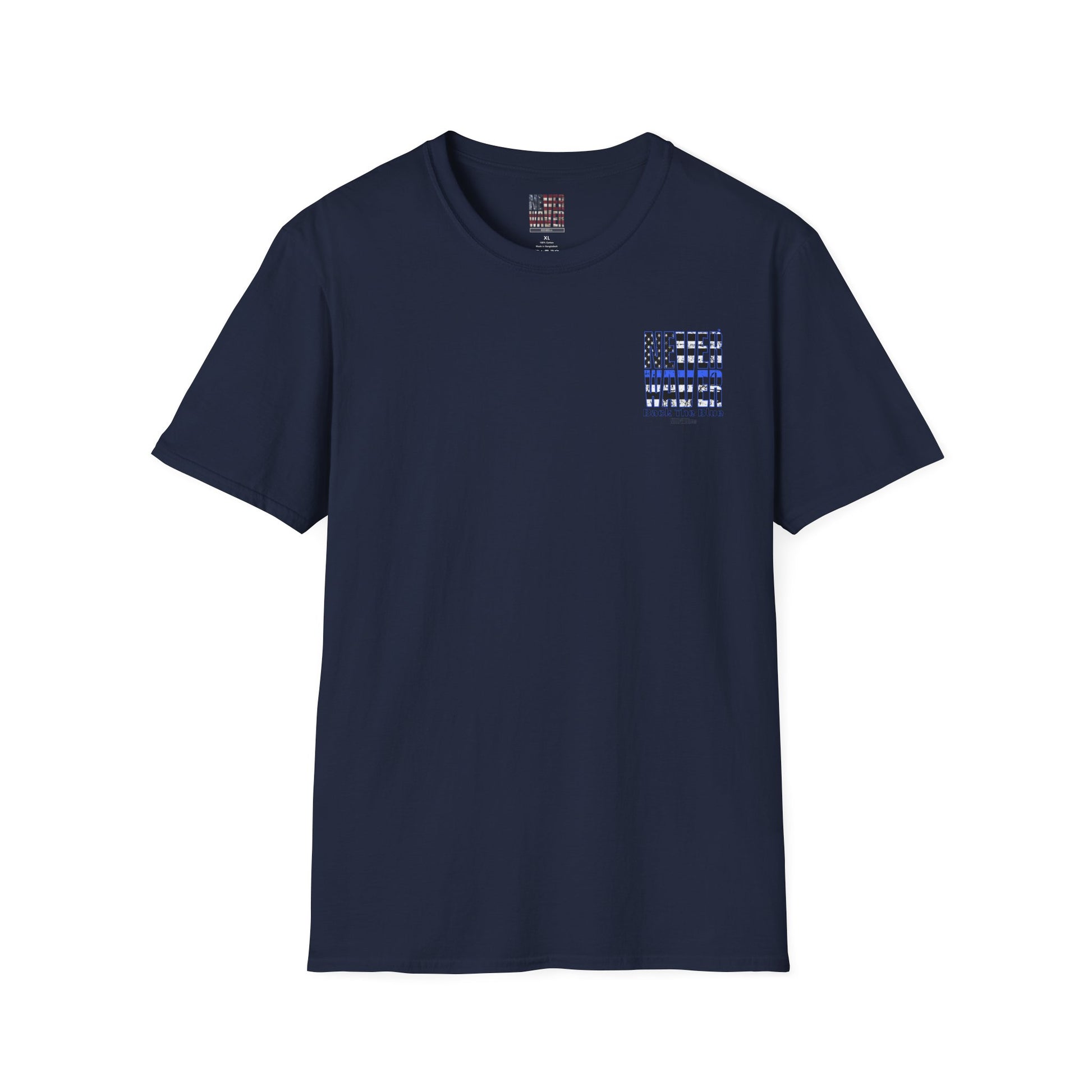 Never Waver Back The Blue  Unisex Softstyle T-Shirt - Never Waver