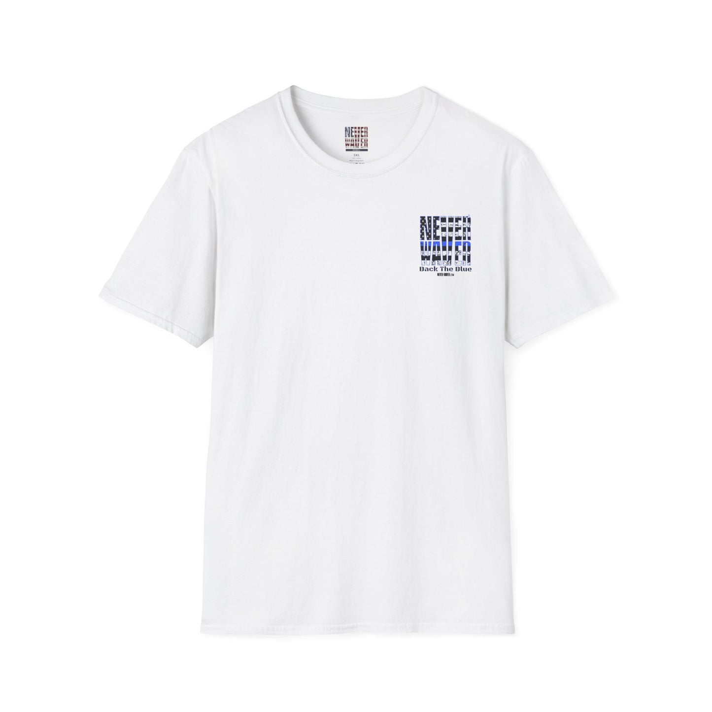 Never Waver Back The Blue  Unisex Softstyle T-Shirt - Never Waver