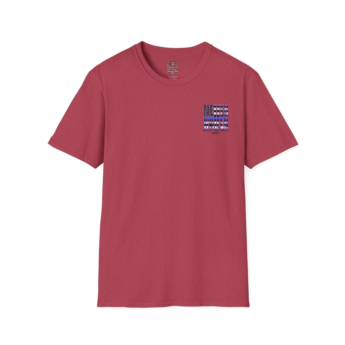 Never Waver Back The Blue  Unisex Softstyle T-Shirt - Never Waver