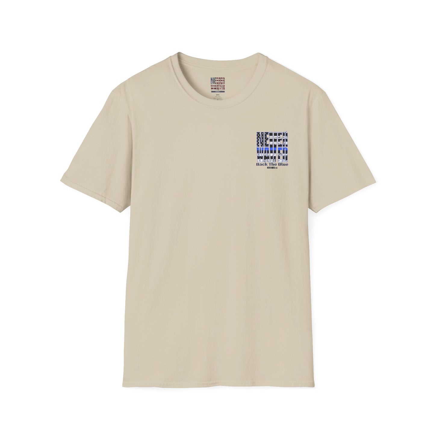 Never Waver Back The Blue  Unisex Softstyle T-Shirt - Never Waver