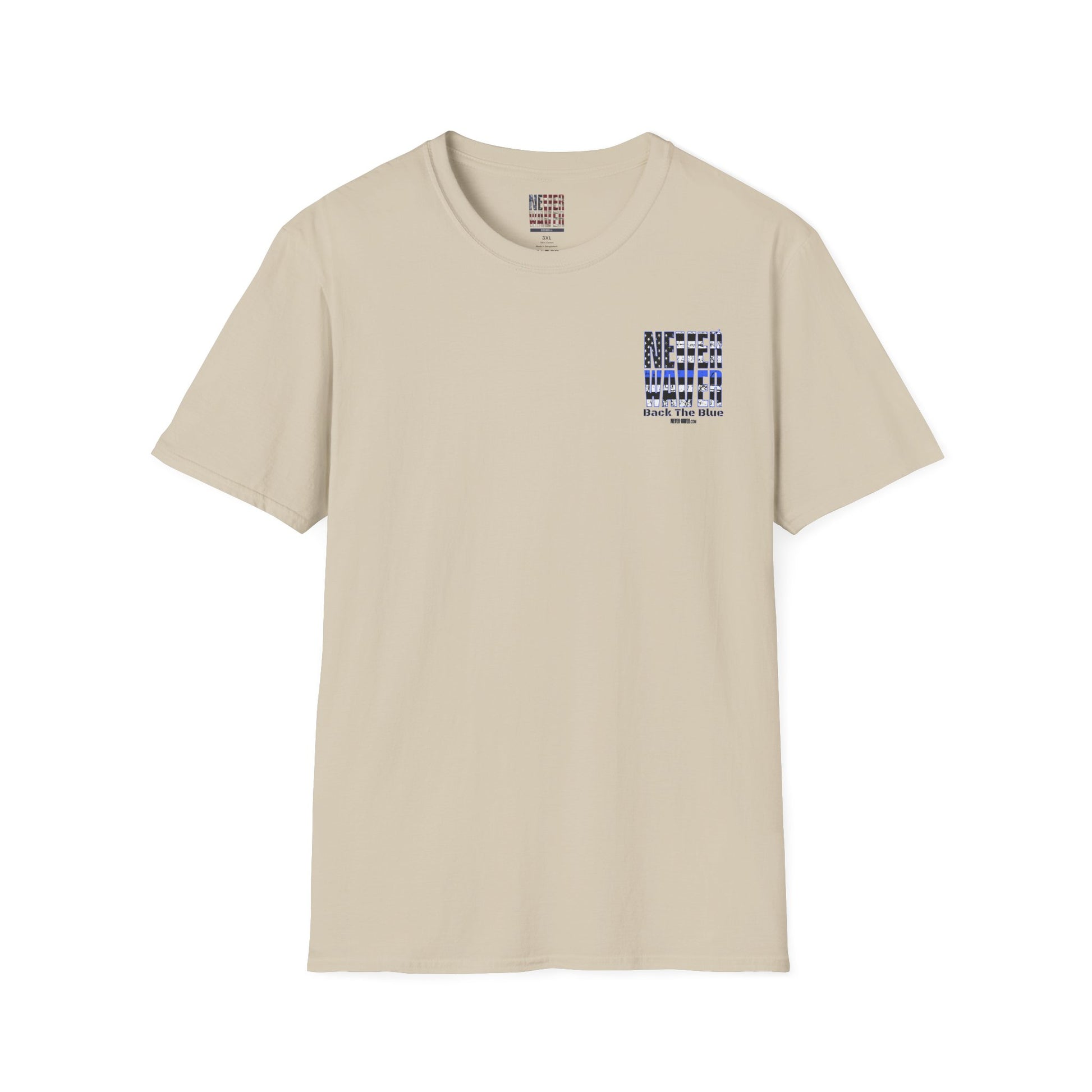 Never Waver Back The Blue  Unisex Softstyle T-Shirt - Never Waver