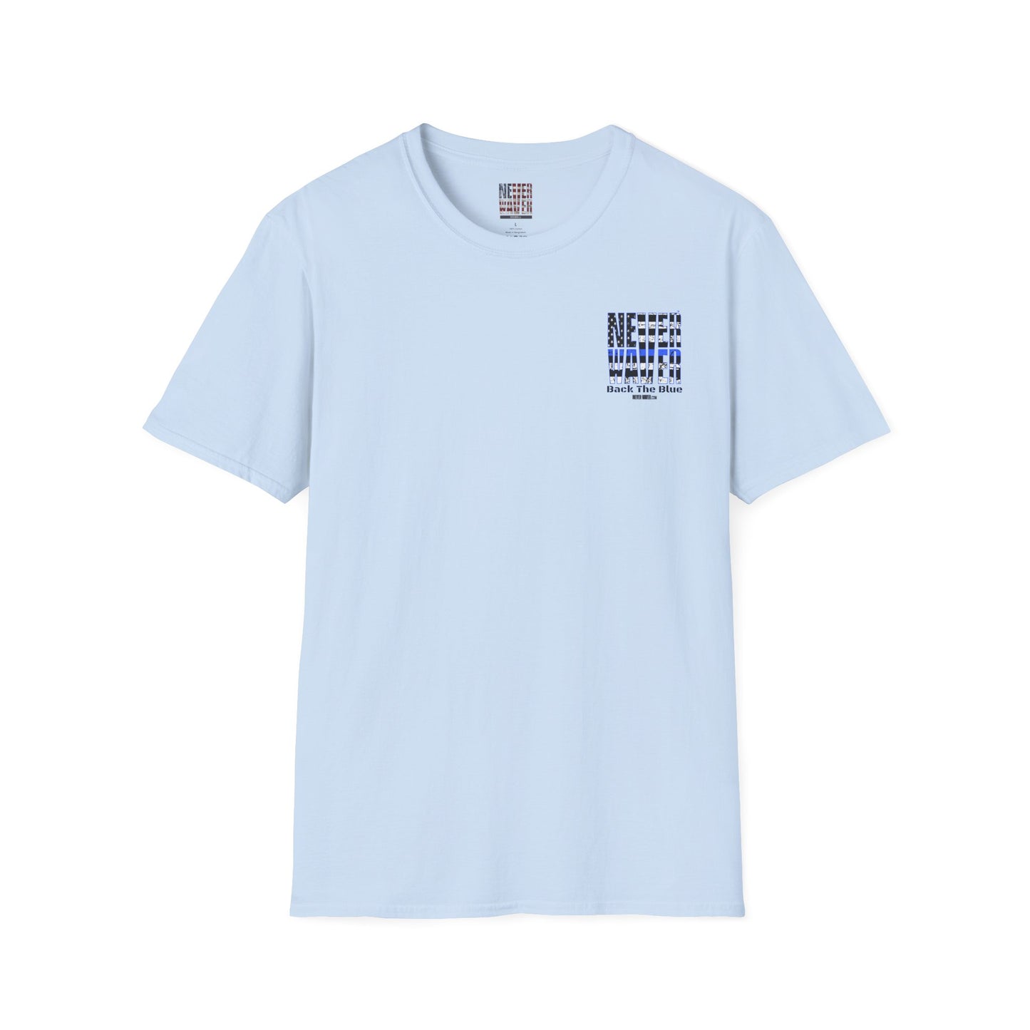 Never Waver Back The Blue  Unisex Softstyle T-Shirt - Never Waver