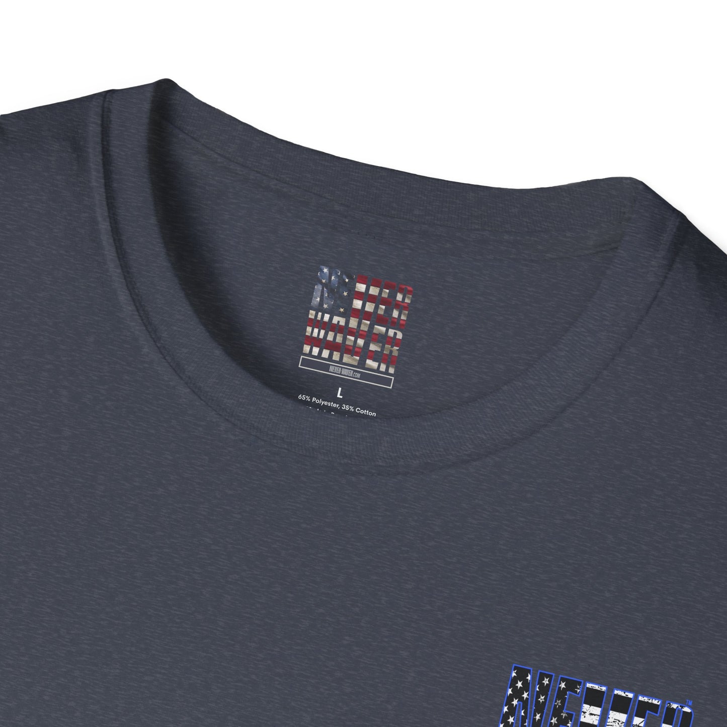 Never Waver Back The Blue  Unisex Softstyle T-Shirt - Never Waver